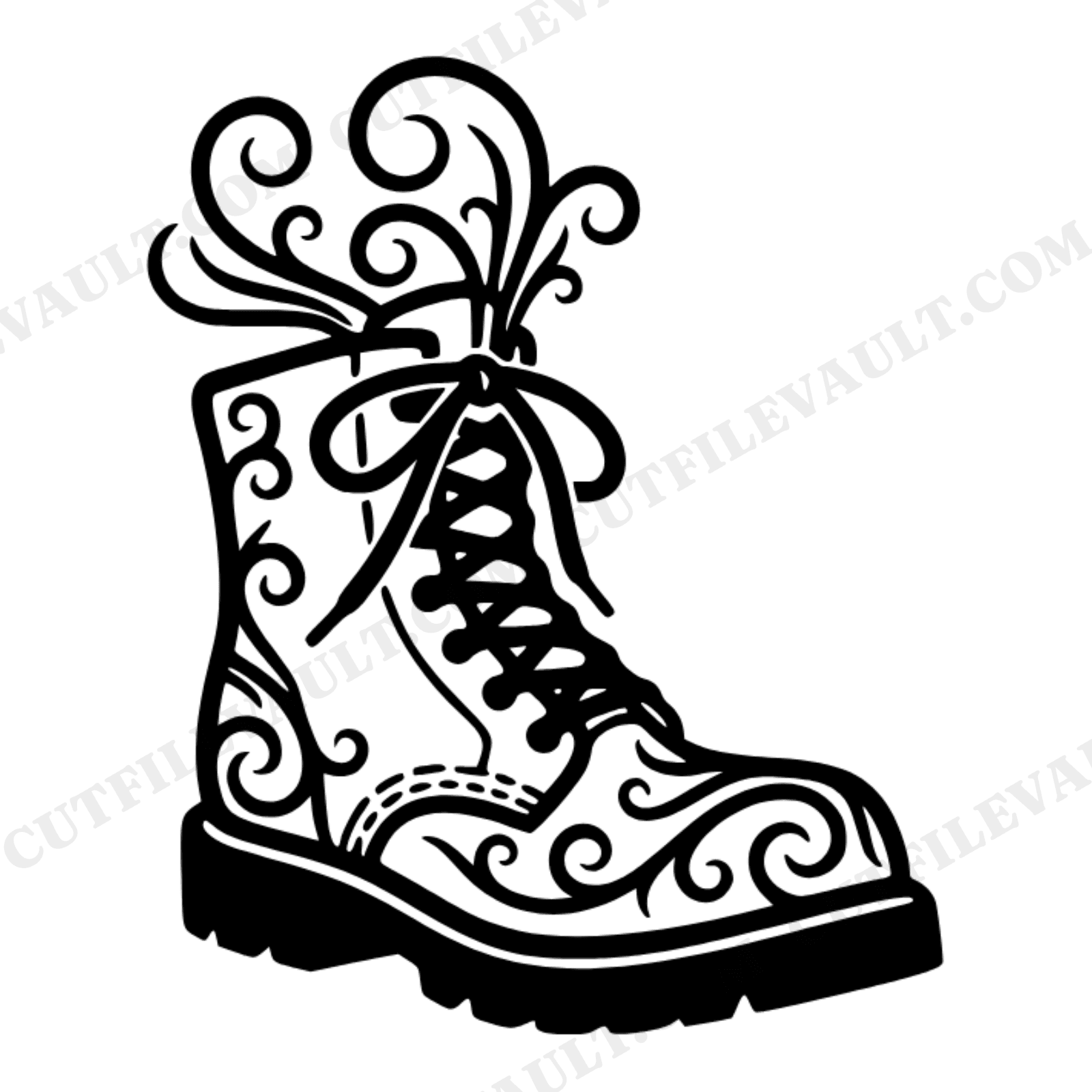 Labor Day Work Boot Monogram SVG PNG, Boot with Flourish Cut File, Worker Boot Silhouette Design, view 1