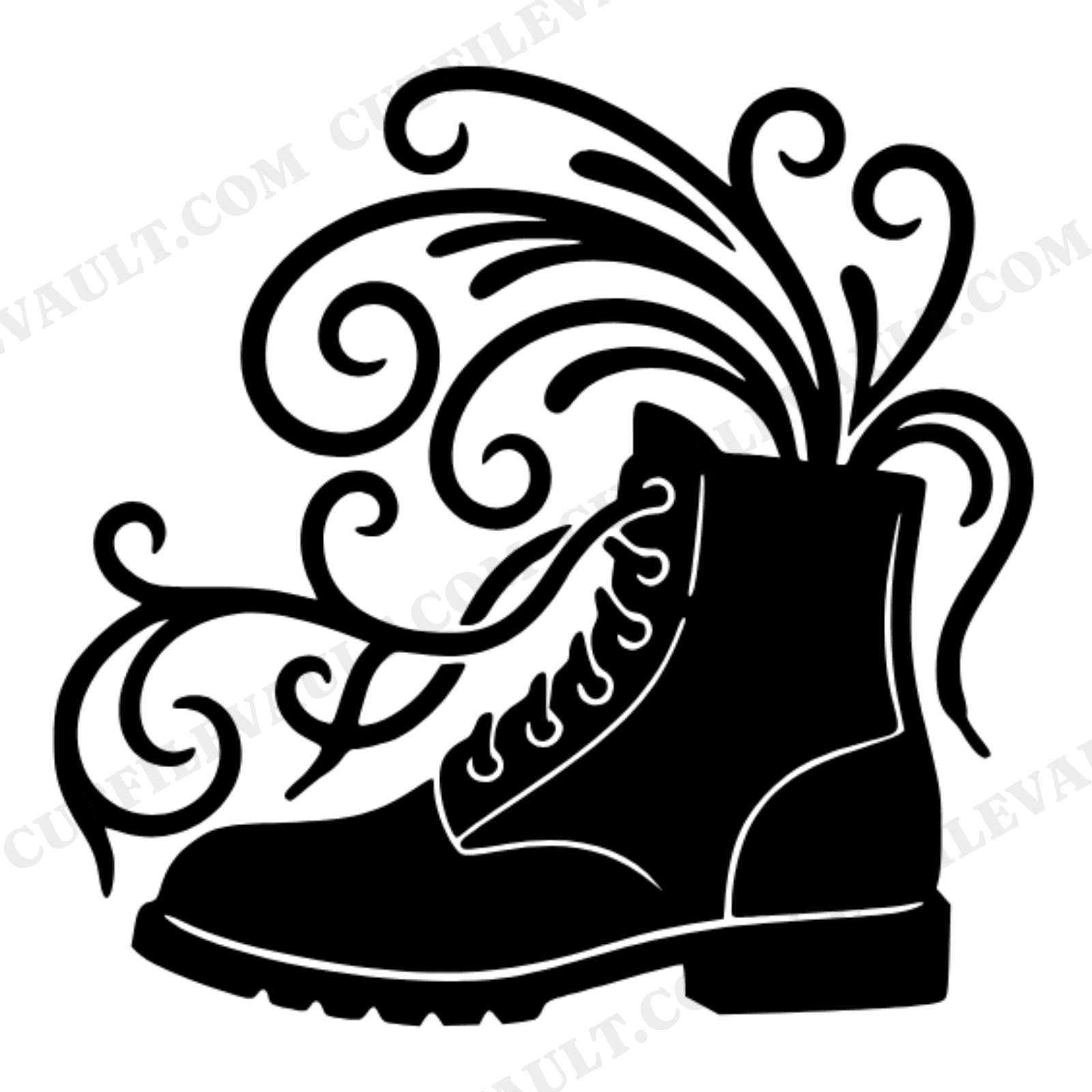 Labor Day Work Boot Monogram SVG PNG, Mid-Century Minimal Flourish Frame Cut File for Cricut, view 1