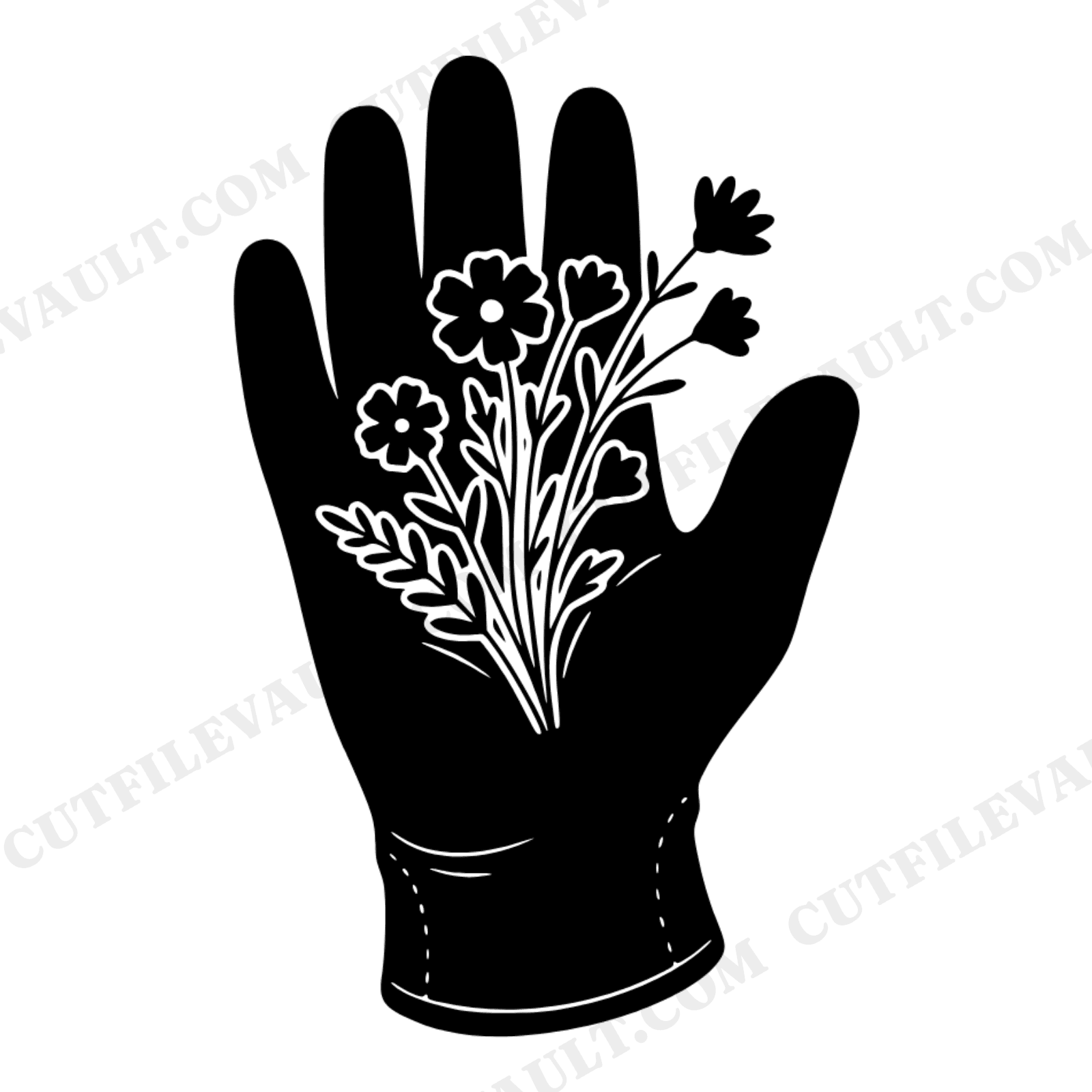 Labor Day Work Glove Wildflowers SVG PNG Boho Tribute Design Cut File for Cricut Silhouette, view 1