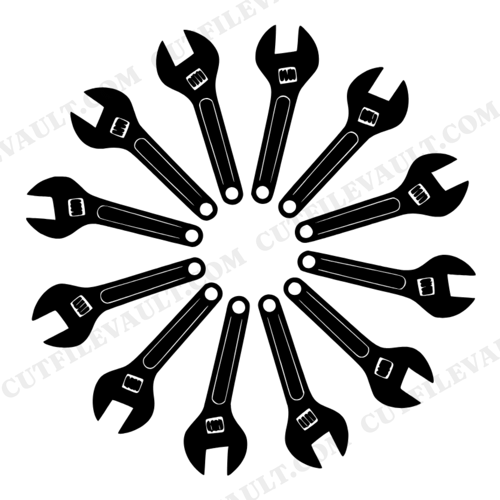 Labor Day Wrench Mandala SVG PNG, Vintage Tool Wreath Cut File, Cottagecore Industrial Design, view 1