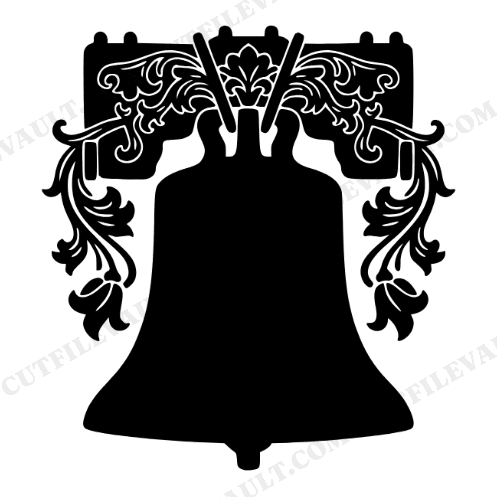 Liberty Bell SVG PNG Art Nouveau Floral Garland Fourth of July Patriotic Vintage Cottagecore Cut File, view 1