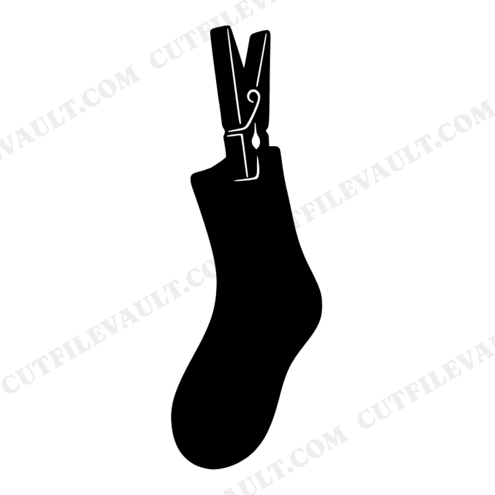 Lost Sock Day SVG PNG, Clothespin Sock Clipart, Laundry Room Decor Cut File, Whimsical Sock Design, view 1