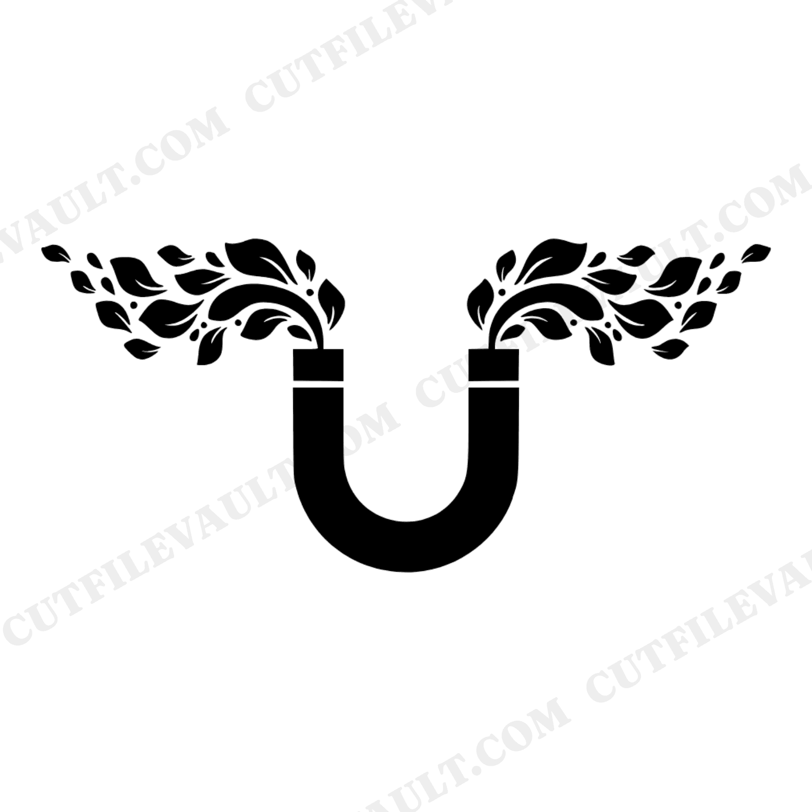 Lucky in Love Horseshoe SVG PNG, Rose Petals Magnet Cut File, Boho Wedding Invitation Clipart, view 1