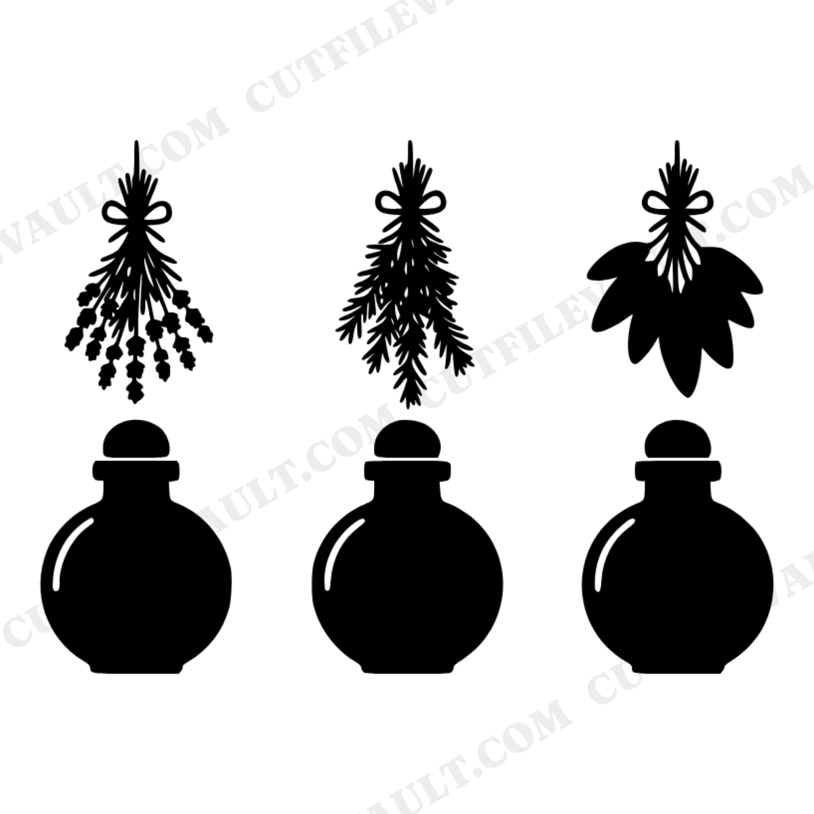 Lughnasadh Herb Drying SVG PNG, Kitchen Witch Apothecary Jars, Cottagecore Harvest Craft Cut File, view 1