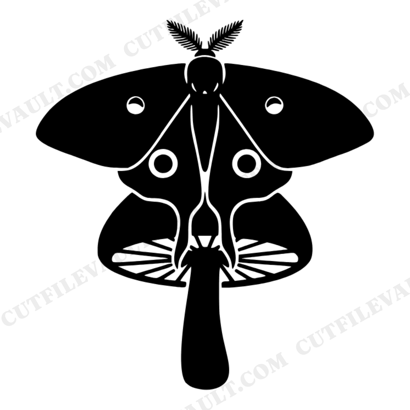 Luna Moth Celestial Toadstool SVG PNG, Mystical Mushroom Silhouette Cut File, Cottagecore Woodland, view 1