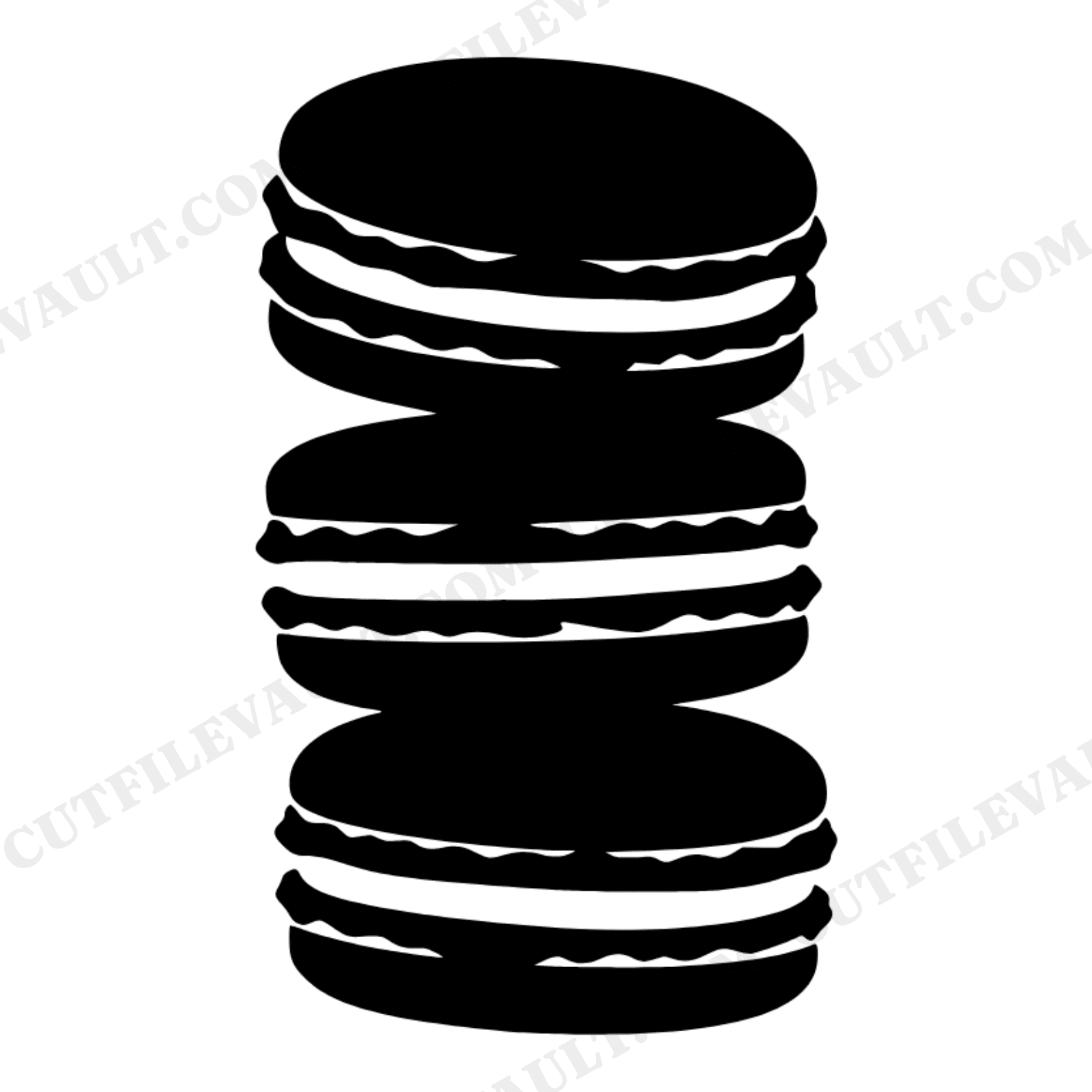 Macaron Tower SVG PNG, Spiral Dessert Stack Silhouette, French Cookie Tower Cut File, Celebration Cake Topper, view 1