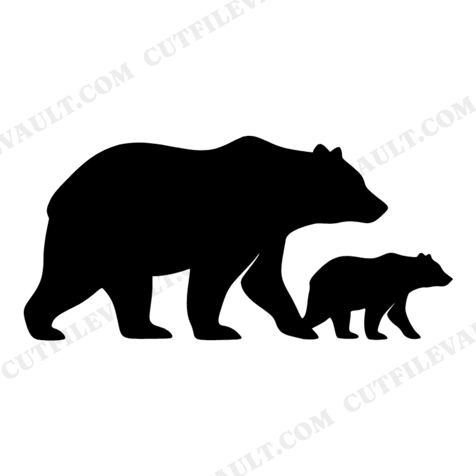 Mama Bear and Cub SVG PNG Silhouette Cut File Mother's Day Abstract Blob Design for Cricut, view 1