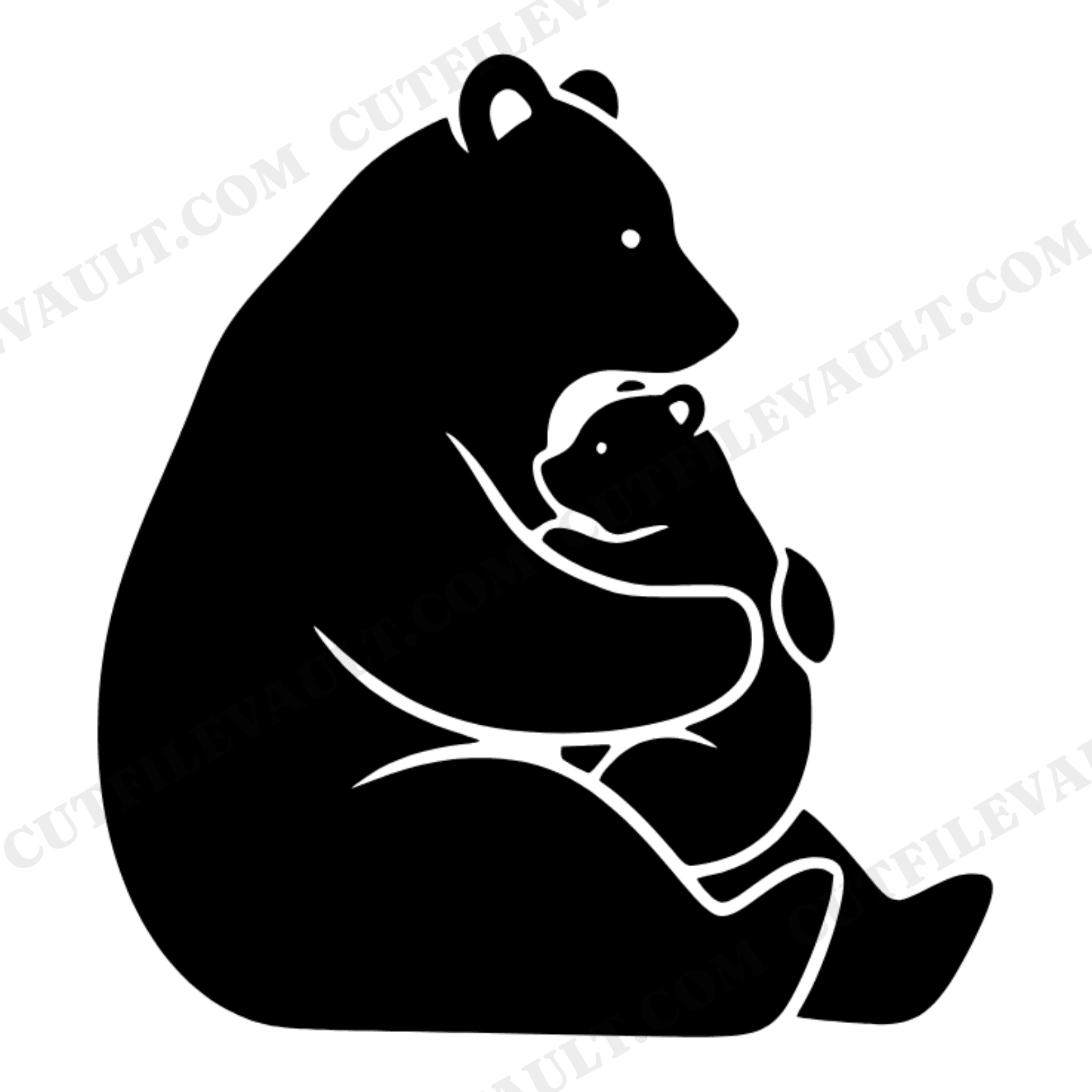 Mama Bear Hug SVG PNG Retro 70s Silhouette Cut File Mother's Day Nursery Decor Card Making, view 1