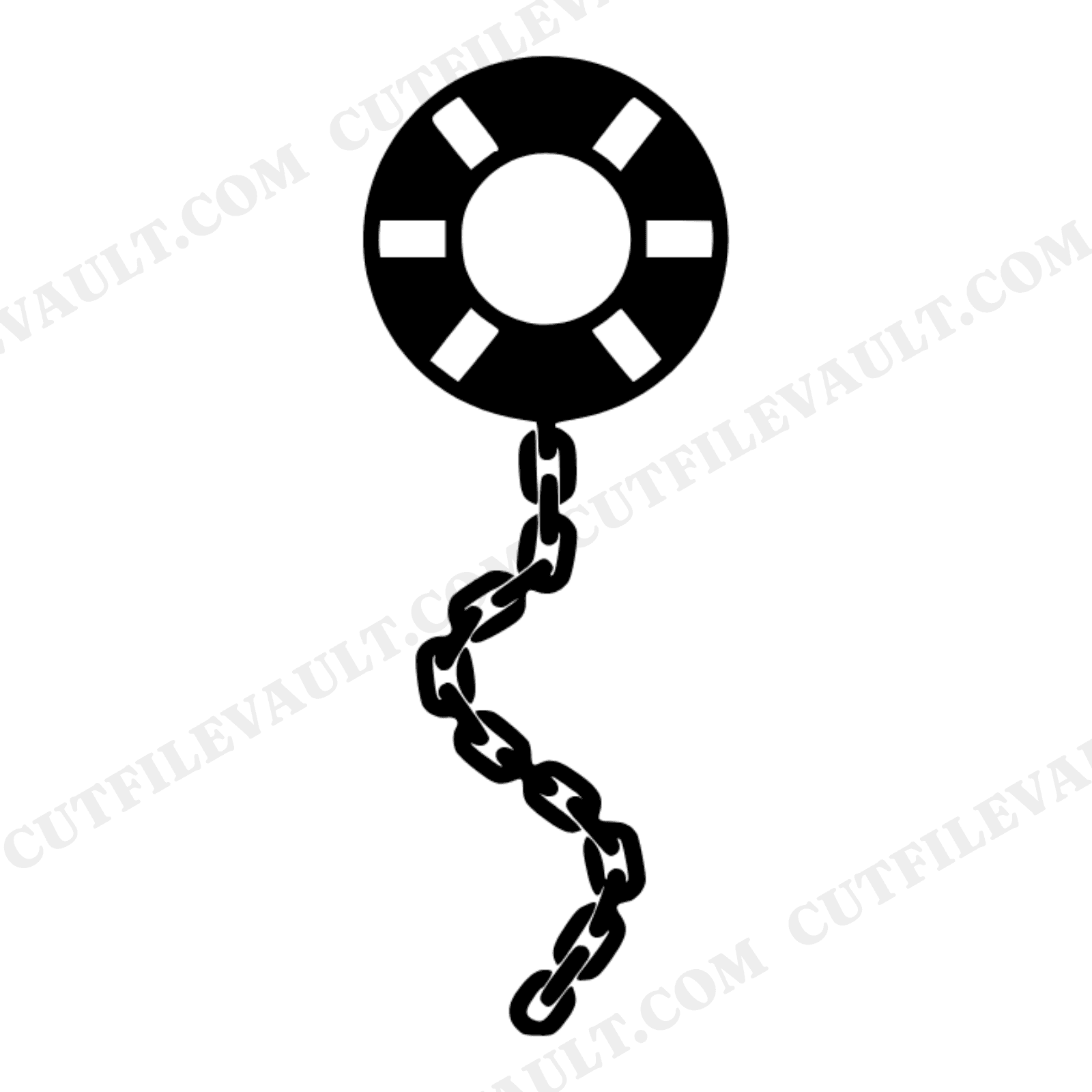 Maritime Rescue Buoy SVG PNG Life Ring Anchor Chain Nautical Memorial Day Cut File Line Art, view 1