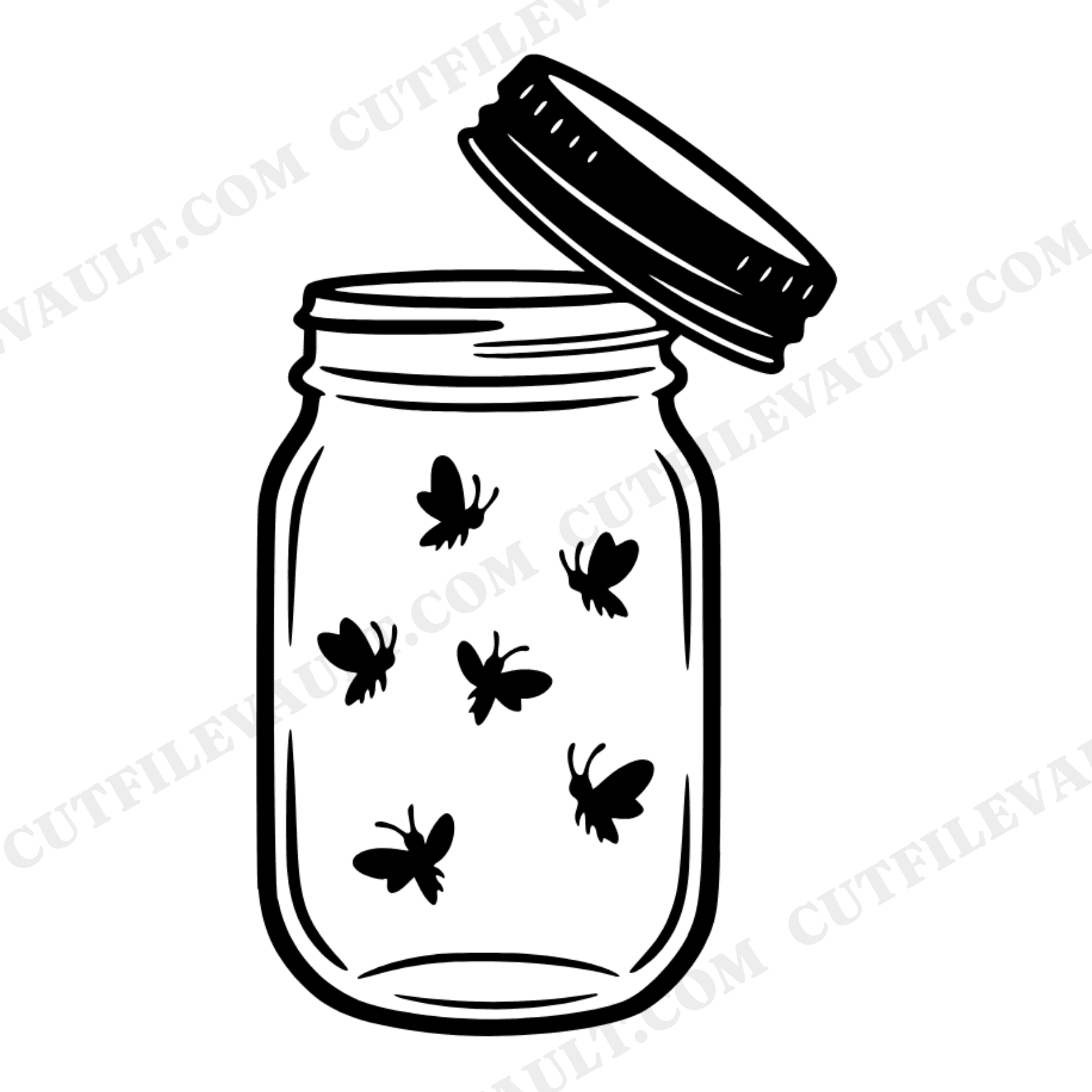 Mason Jar Fireflies SVG PNG Independence Day 4th of July Cut File Patriotic Summer Craft Design, view 1