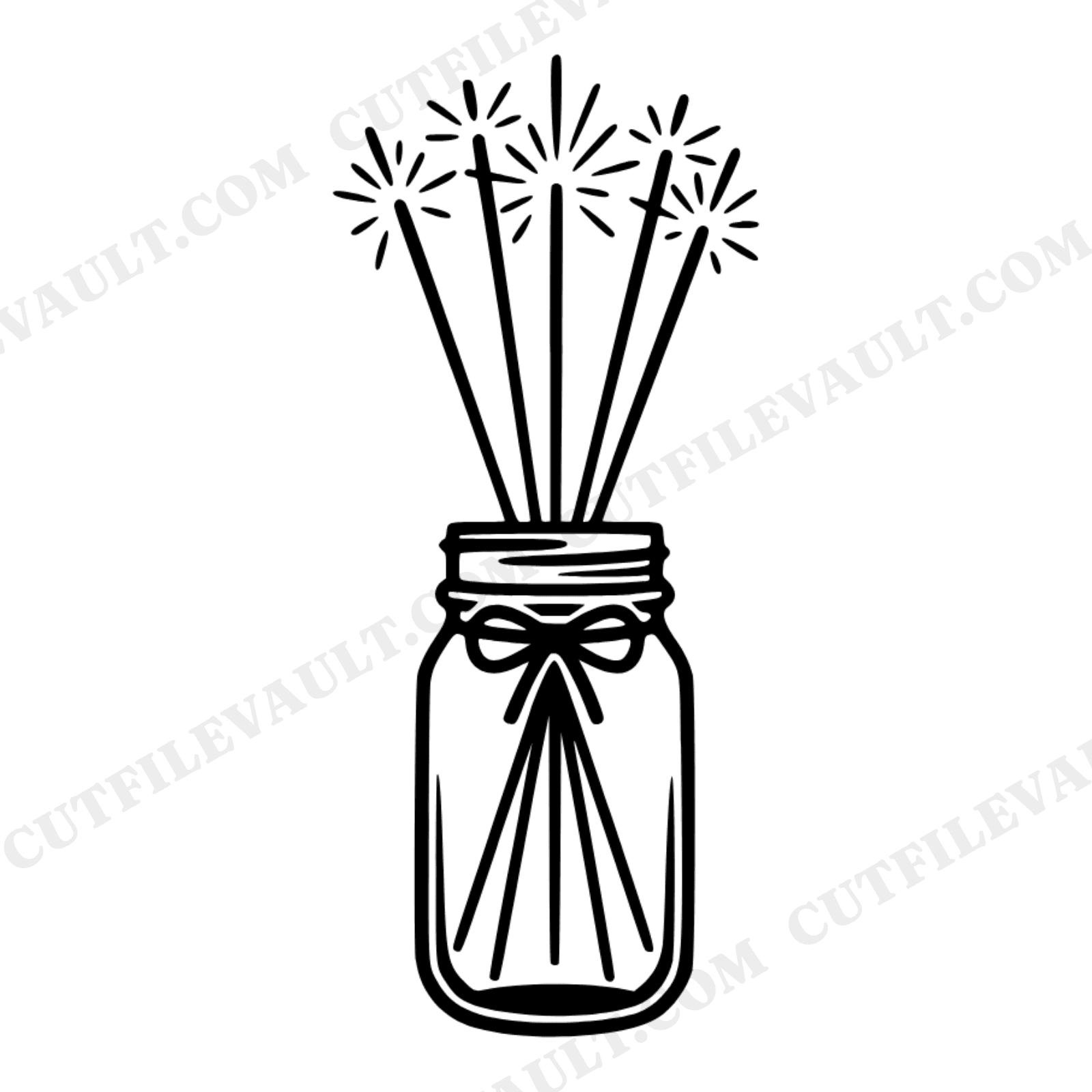 Mason Jar Sparklers SVG PNG, Fourth of July SVG, Patriotic Summer Cut File, Americana Decor Design, view 1