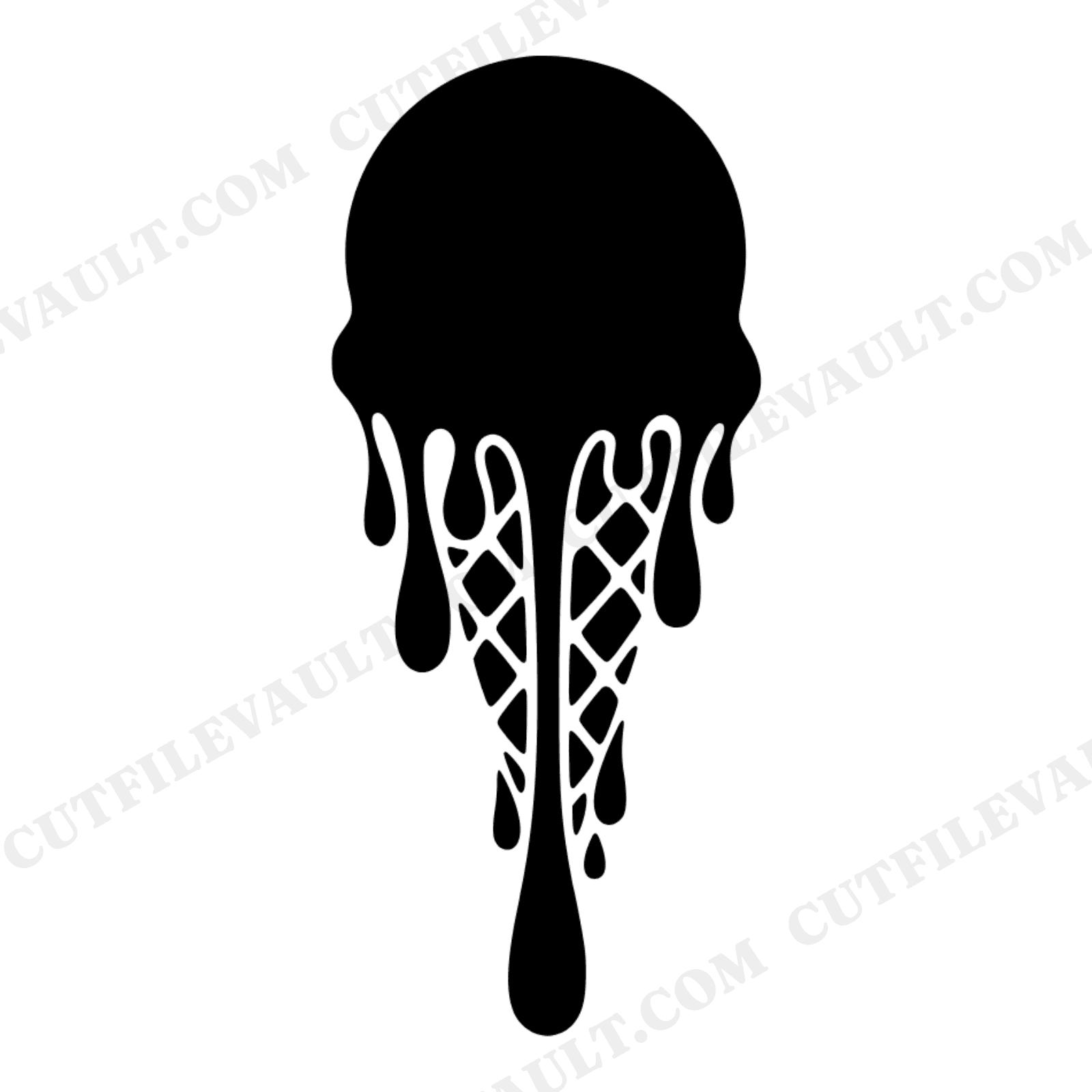Melting Ice Cream Cone SVG PNG Art Nouveau Drips Vintage Summer Cut File National Ice Cream Day, view 1
