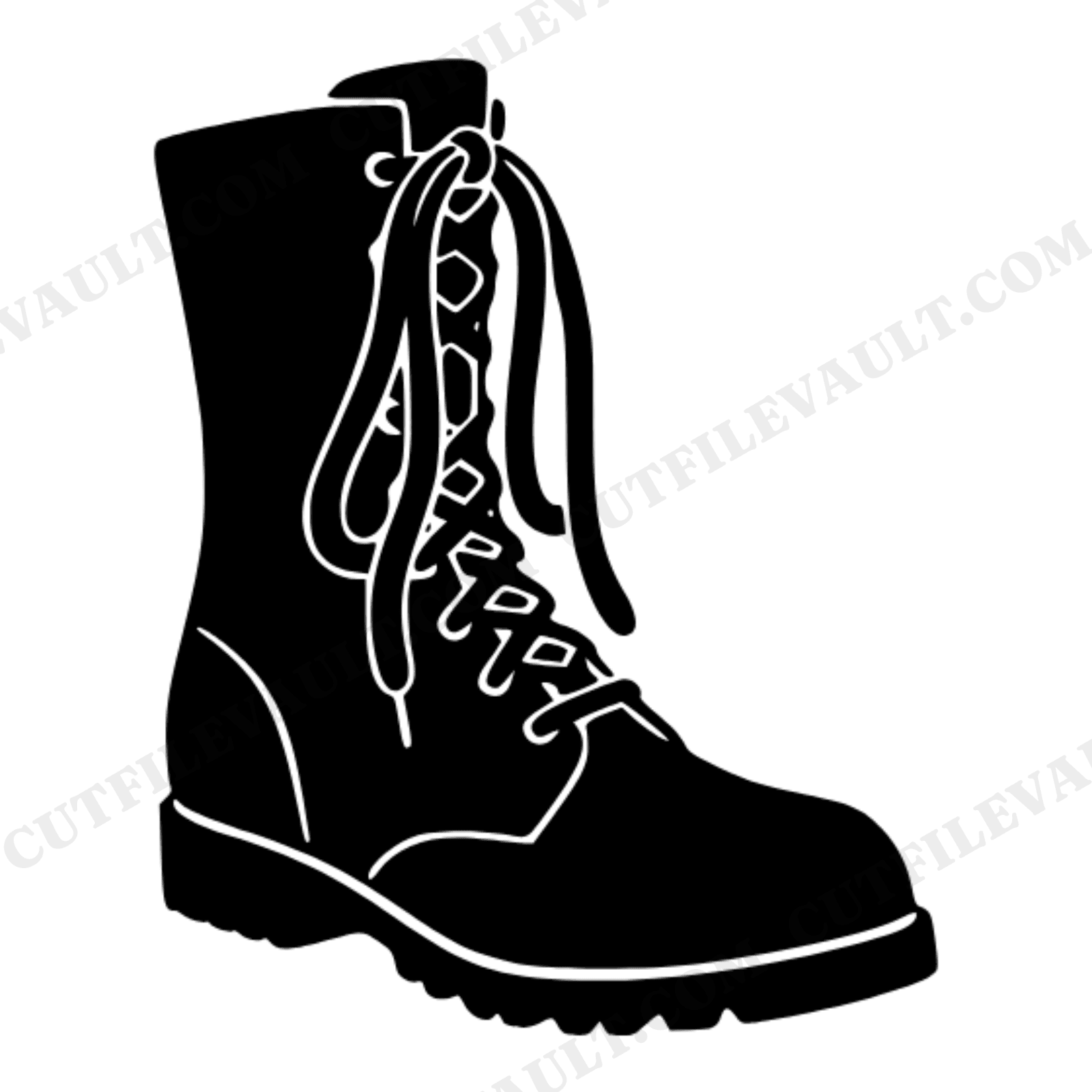 Memorial Boot SVG PNG, Combat Boot Silhouette, Memorial Day Cut File, Remembrance Ribbon Design, view 1