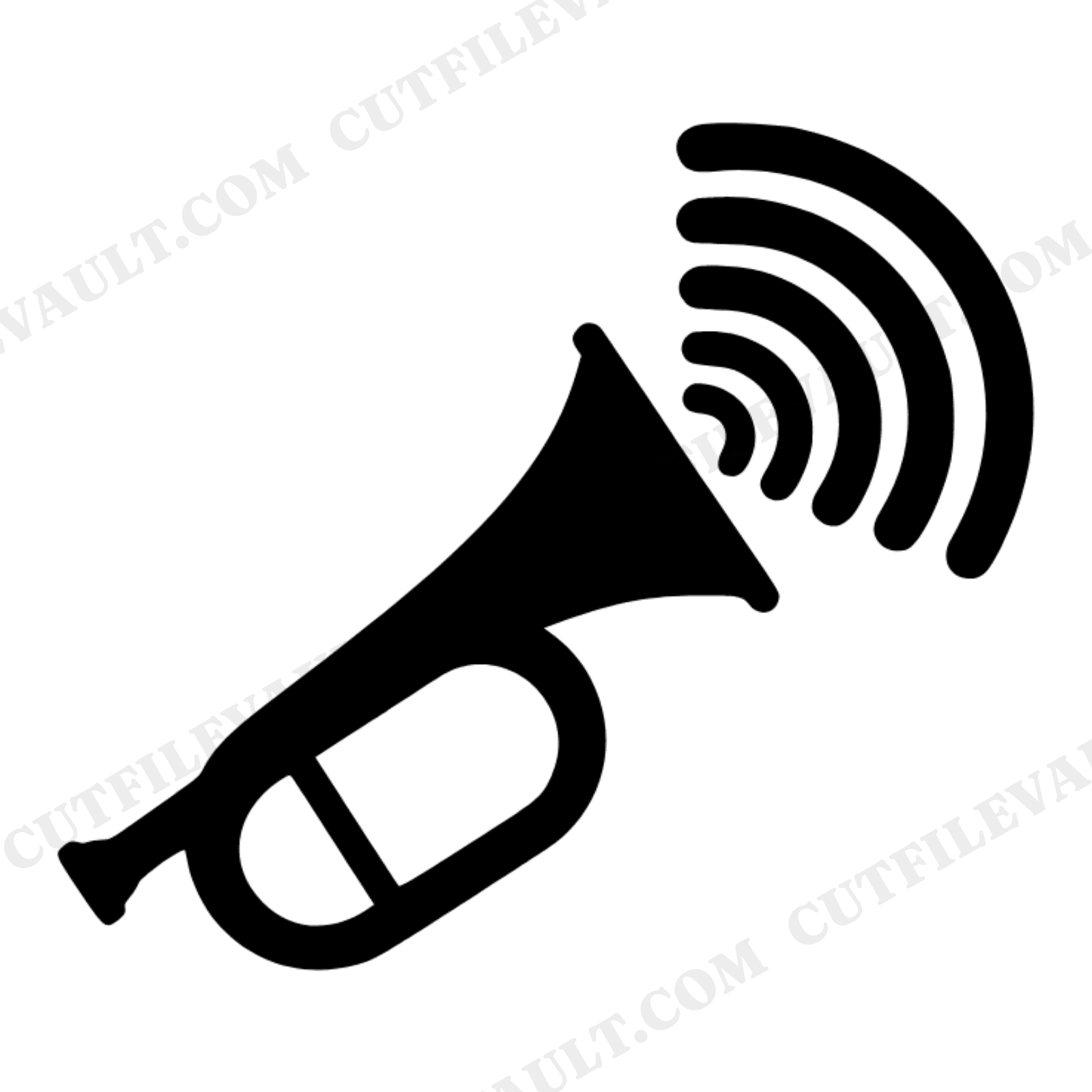 Memorial Day Bugle SVG PNG Retro Sound Waves Cut File Groovy 70s Patriotic Tribute Design, view 1