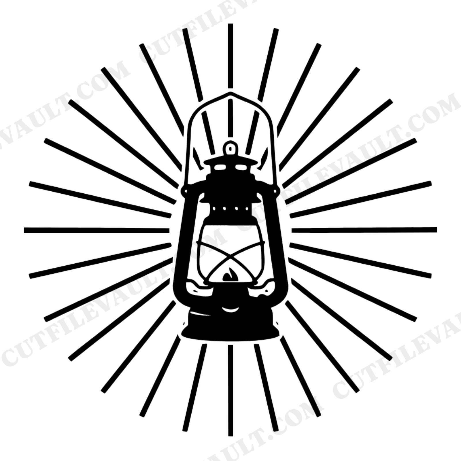 Memorial Day Camping Lantern SVG PNG, Celestial Halo Starburst, Vintage Outdoor Adventure Cut File, view 1