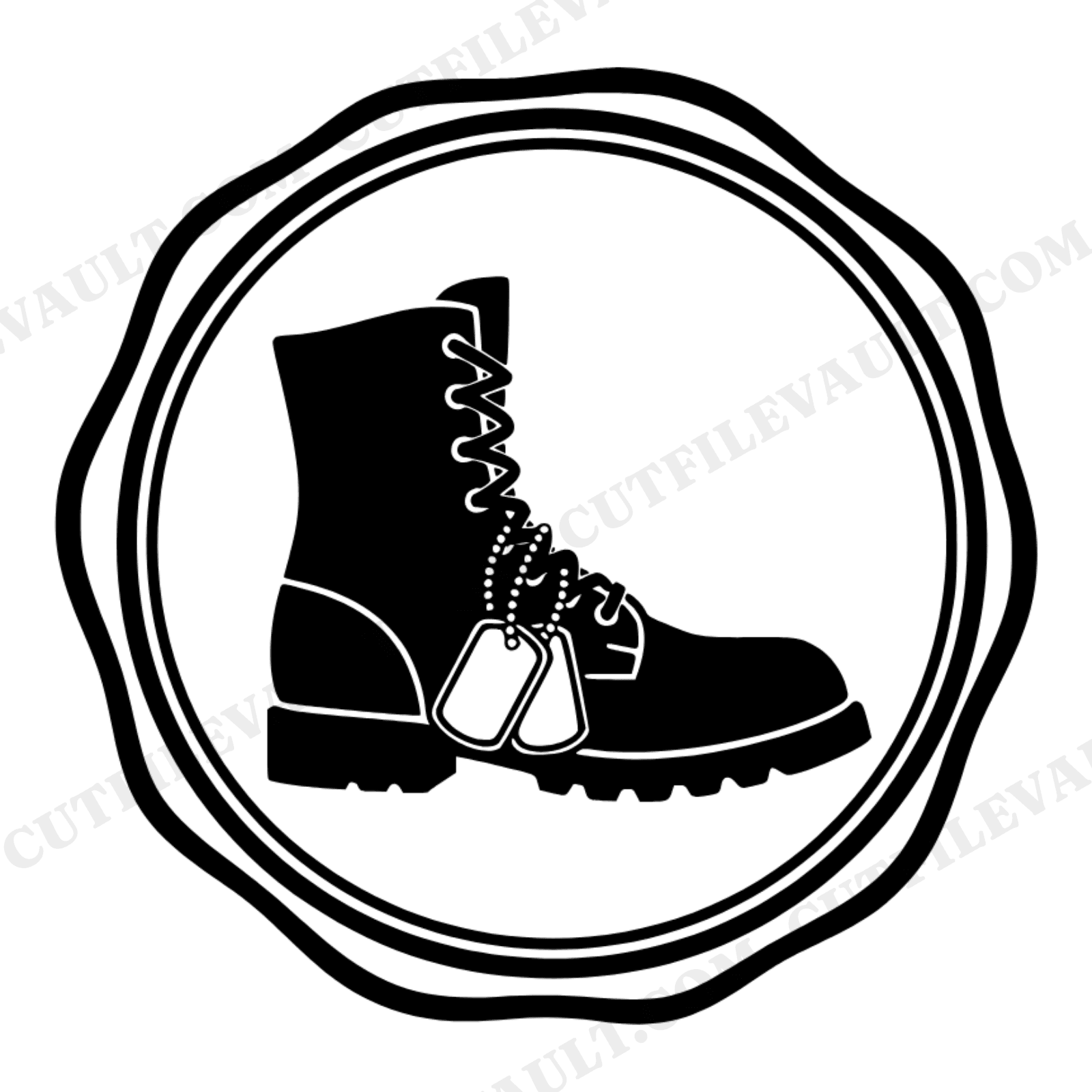 Memorial Day Combat Boot Dog Tags SVG PNG Cut File Emblem Patriotic Military Tribute Design, view 1
