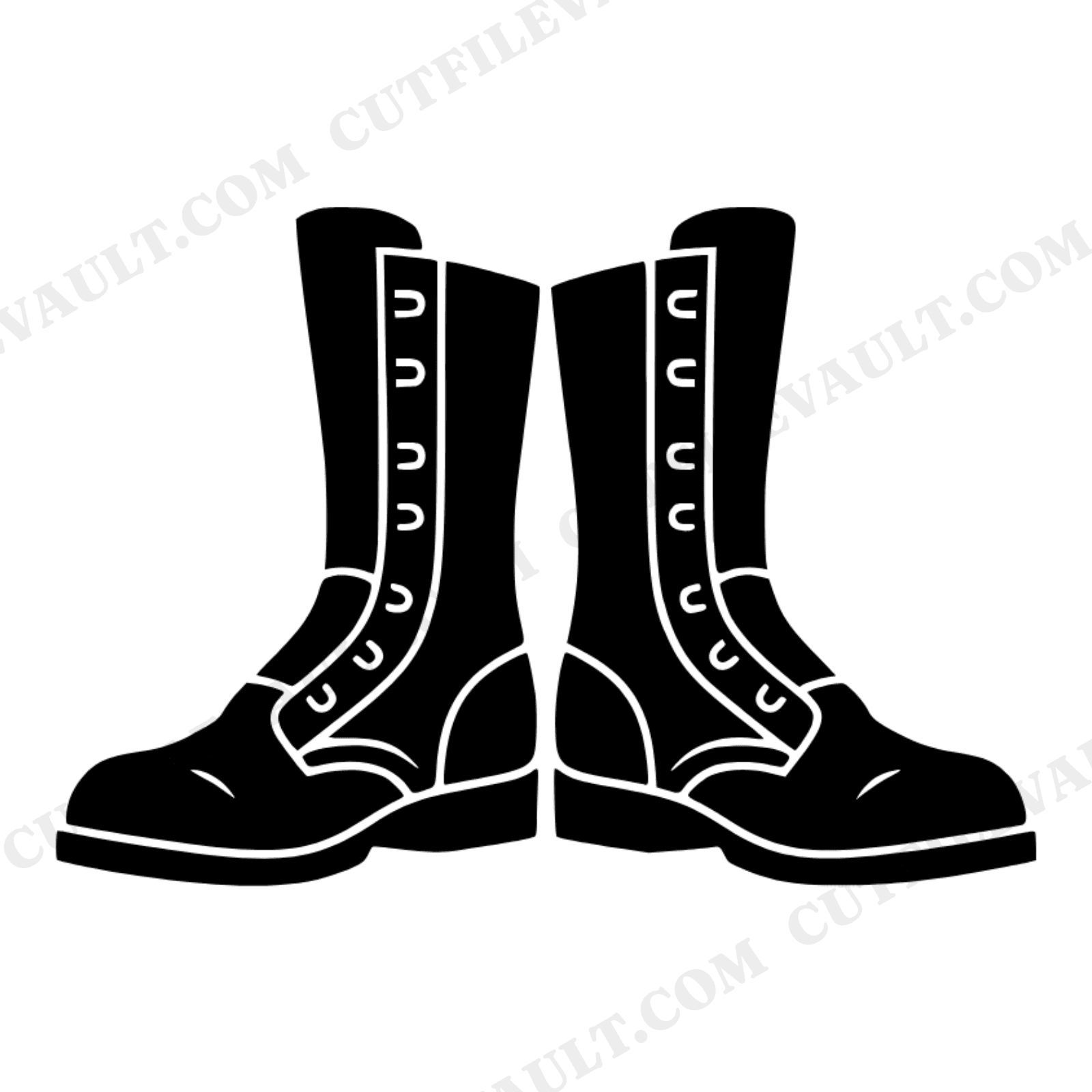 Memorial Day Combat Boots SVG PNG Symmetrical Military Tribute Silhouette Cut File Art Deco Design, view 1