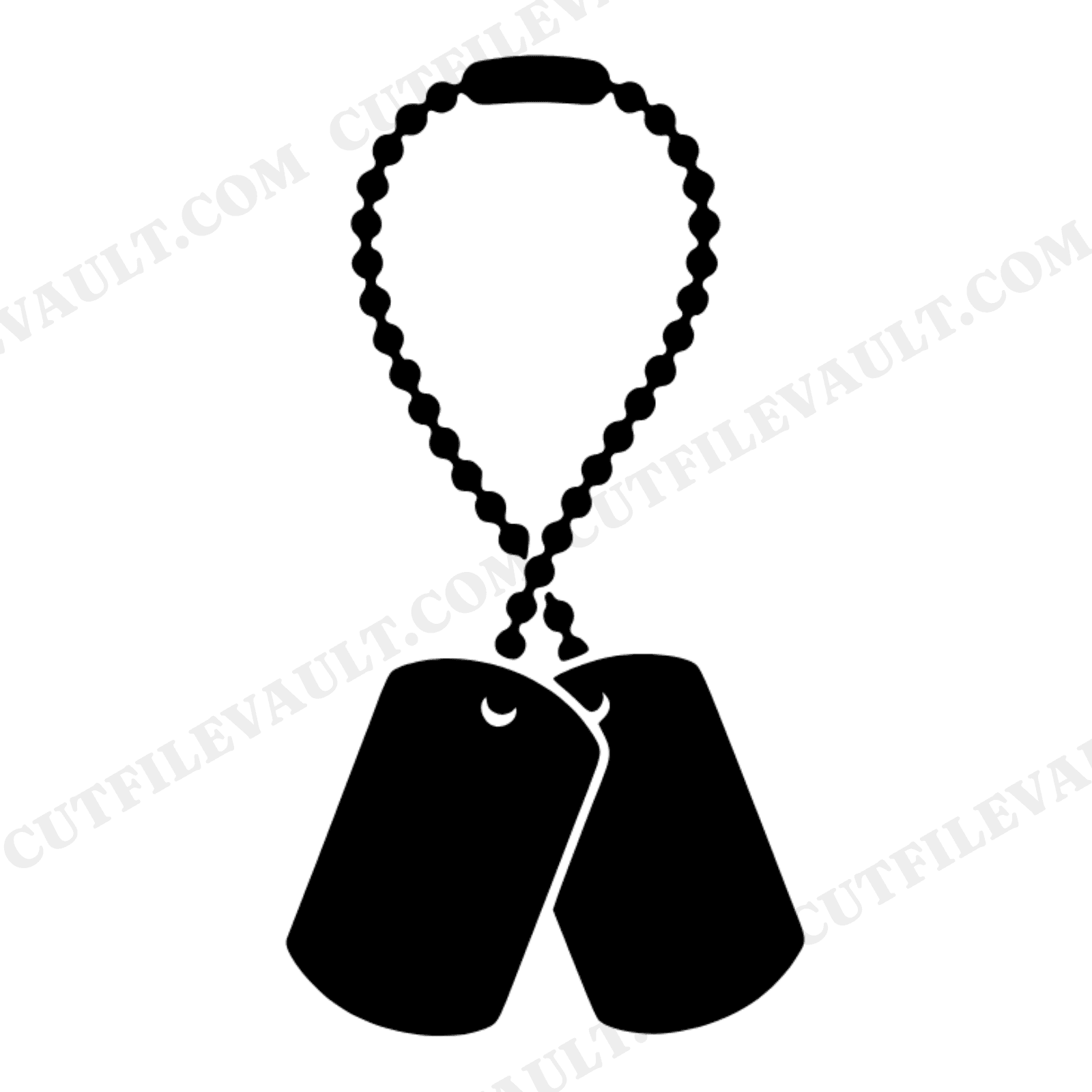 Memorial Day Dog Tag Chain SVG PNG, Military Silhouette Cut File, Scandinavian Minimal Design, view 1