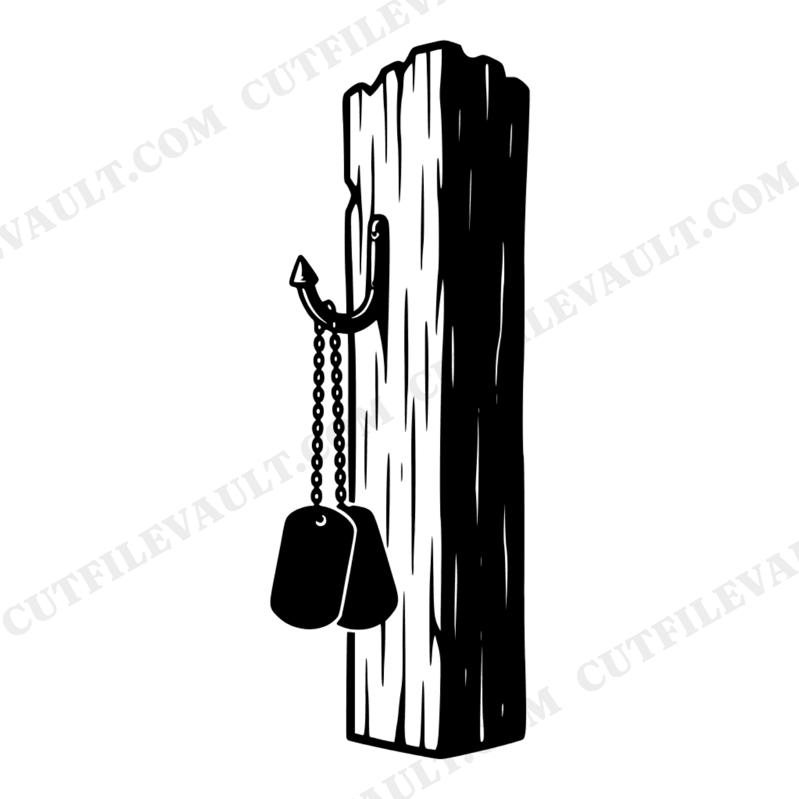 Memorial Day Dog Tags Fence Post SVG PNG, Retro 70s Military Tribute Cut File, Patriotic Americana, view 1