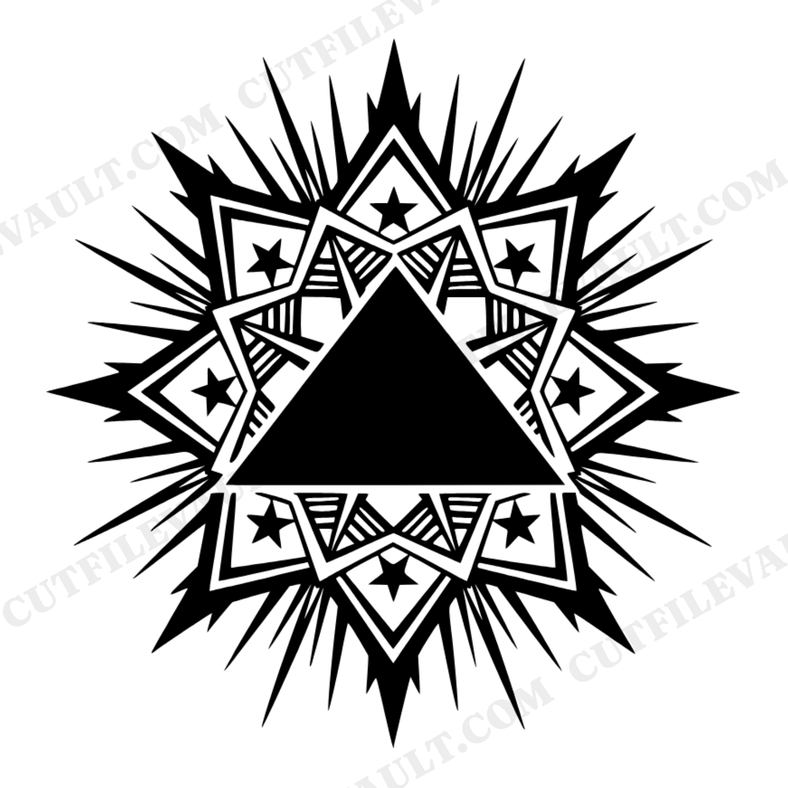 Memorial Day Folded Flag Star Mandala SVG PNG, Patriotic Art Deco Geometric Cut File Design, view 1