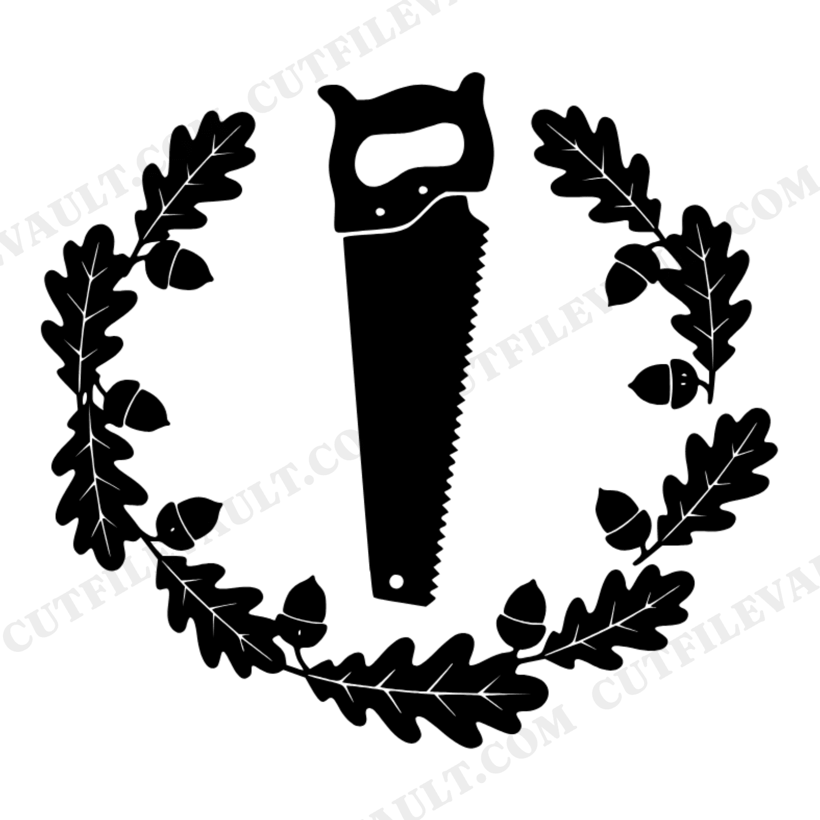 Memorial Day Handsaw Wreath SVG PNG, Cottagecore Tool Tribute Silhouette Cut File for Cricut, view 1