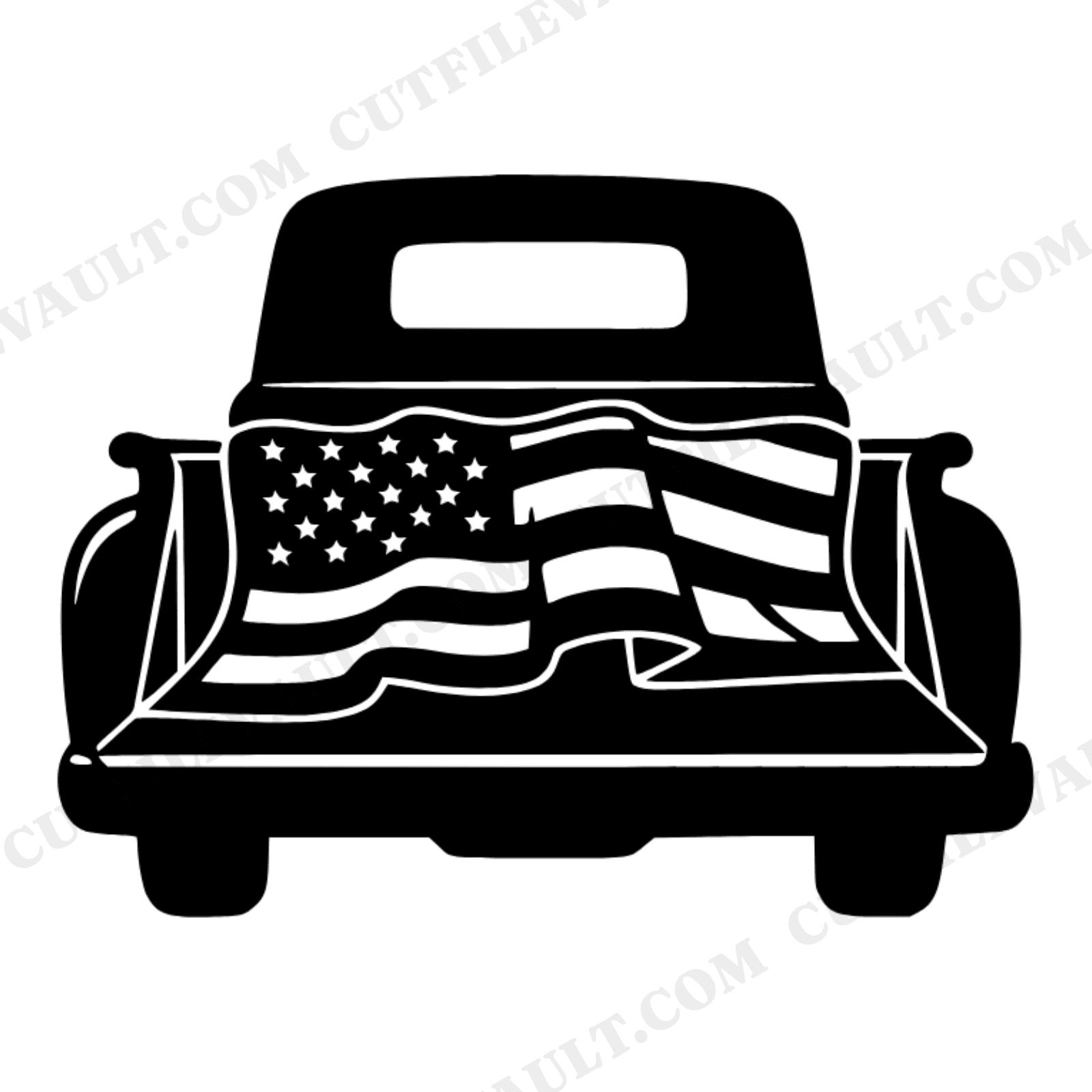 Memorial Day Pickup Truck Tailgate American Flag SVG PNG Art Deco Patriotic Cut File Vintage Americana, view 1