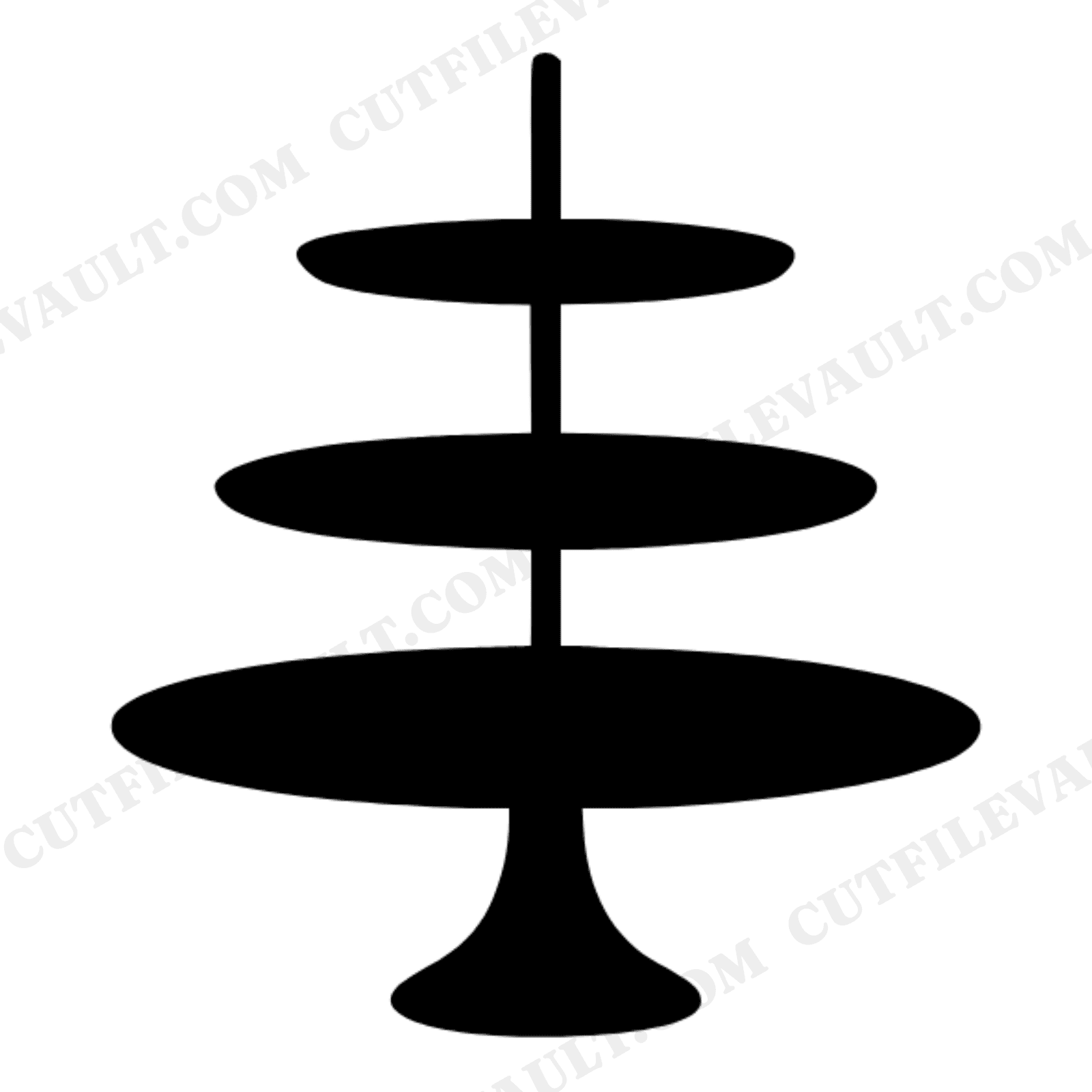 Mid Century Cake Stand SVG PNG, Three Tier Silhouette, Vintage Bridal Shower Decor Cut File, view 1
