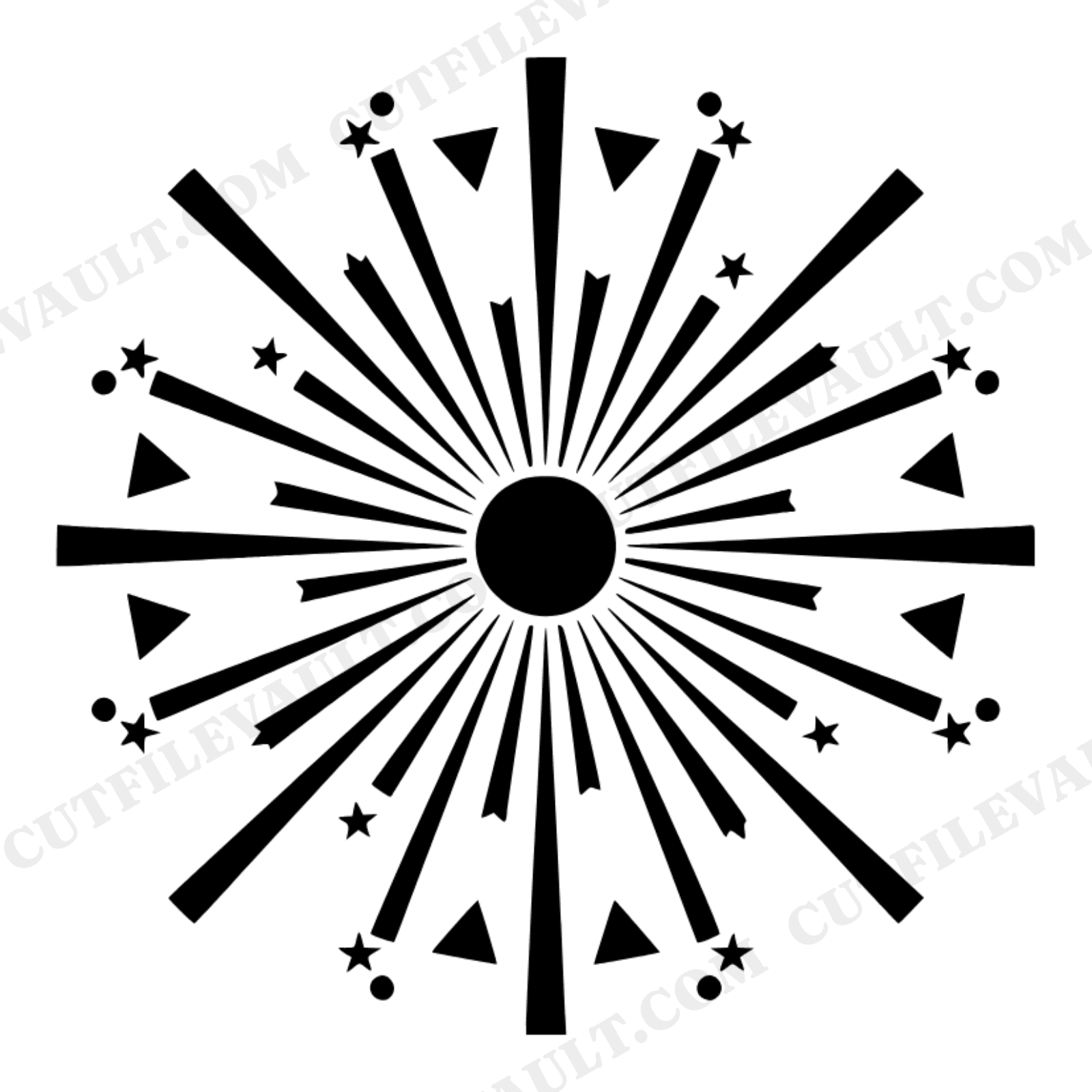 Mid-Century Firework Burst SVG PNG, Retro Starburst Explosion Cut File, 4th of July Clipart Design, view 1