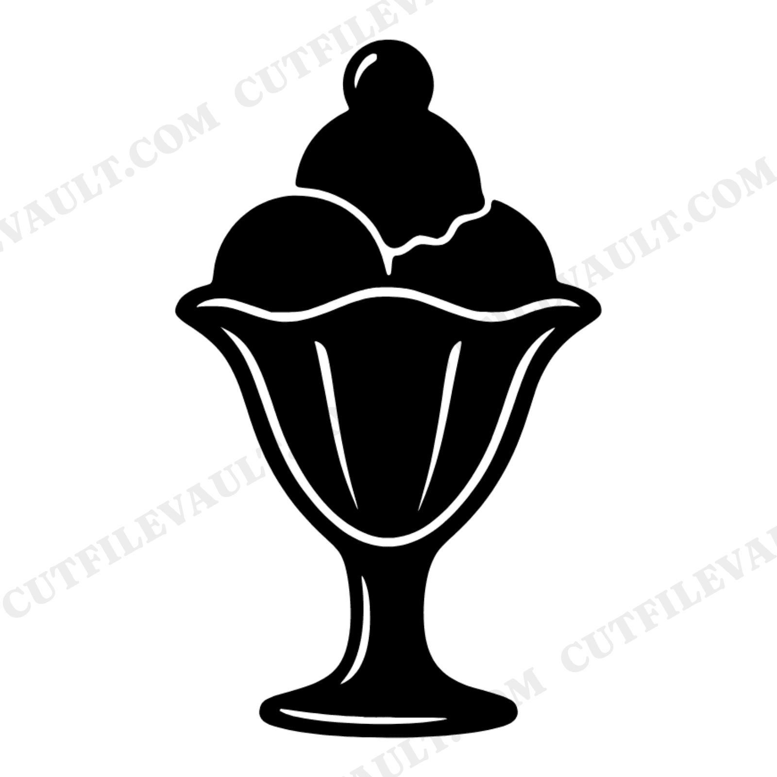 Mid Century Ice Cream Sundae SVG PNG, Retro Diner Dessert Cut File, Vintage Kitchen Wall Art, view 1