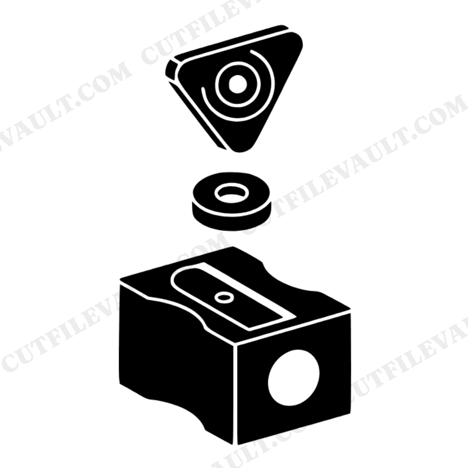 Mid Century Pencil Sharpener SVG PNG Exploded Diagram Cut File Teacher Gift Back to School, view 1