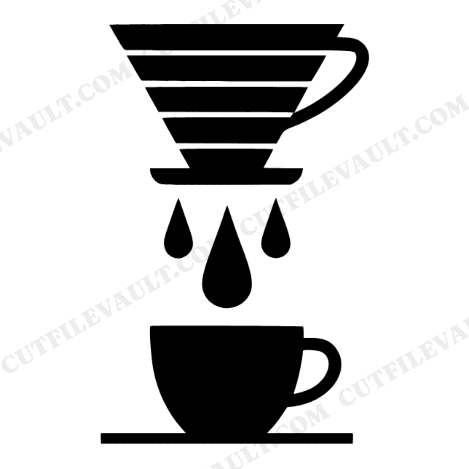 Mid Century Pour Over Coffee Dripper SVG PNG, Boho Coffee Lover Cut File, Autumn Coffee Design, view 1