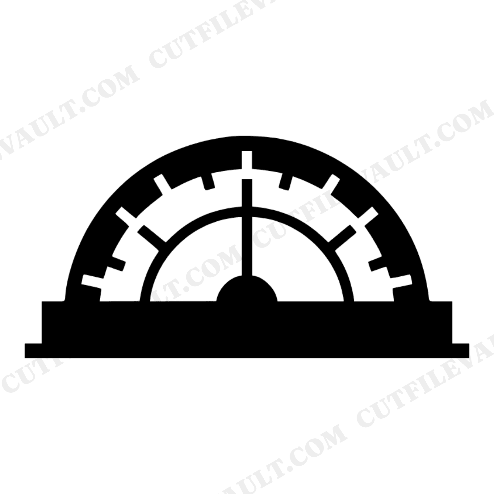 Mid Century Protractor SVG PNG, Retro Back to School Silhouette Cut File, Geometric Boho Teacher Clipart, view 1