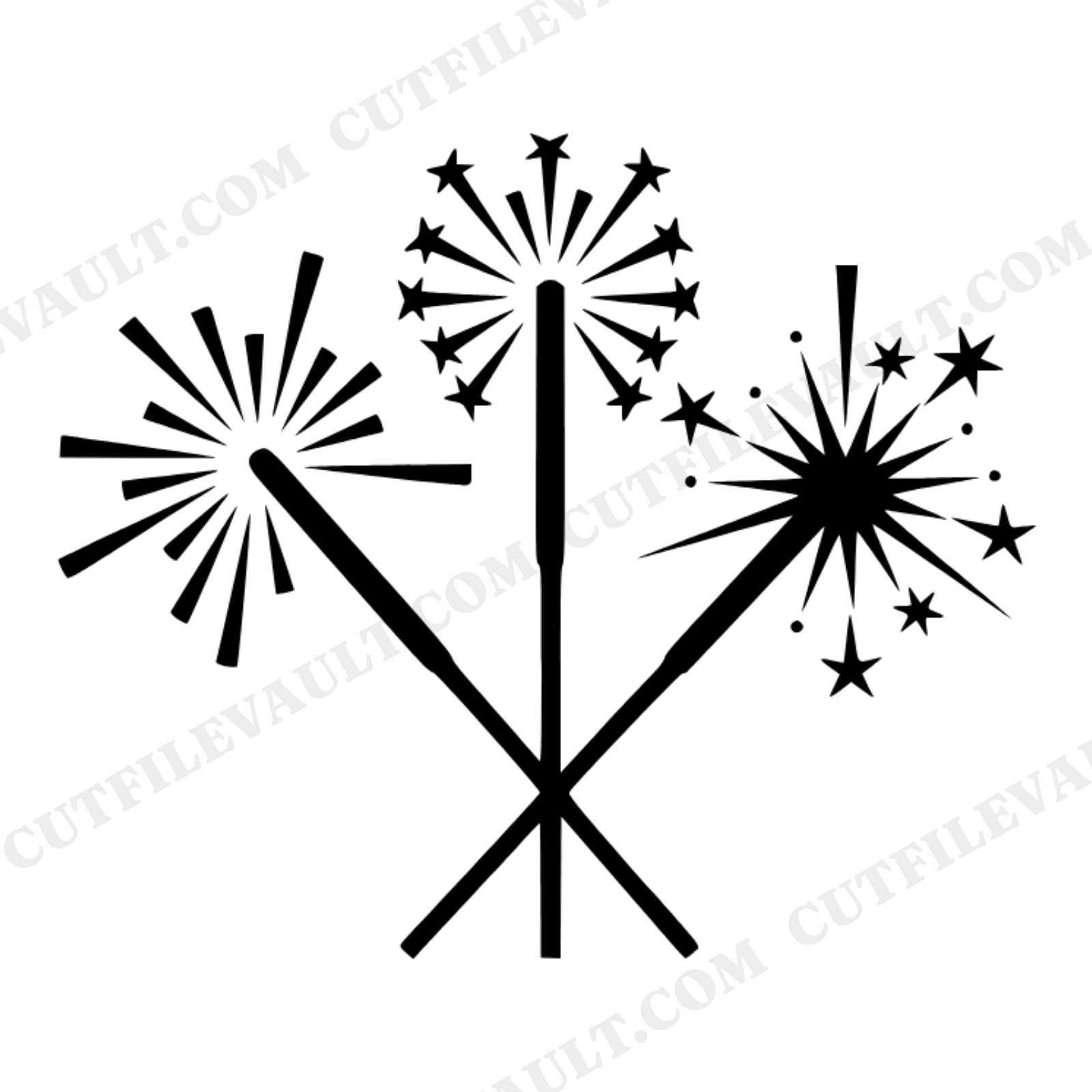Mid Century Sparkler SVG PNG, Geometric Starburst Firework Cut File, Retro Independence Day Design, view 1