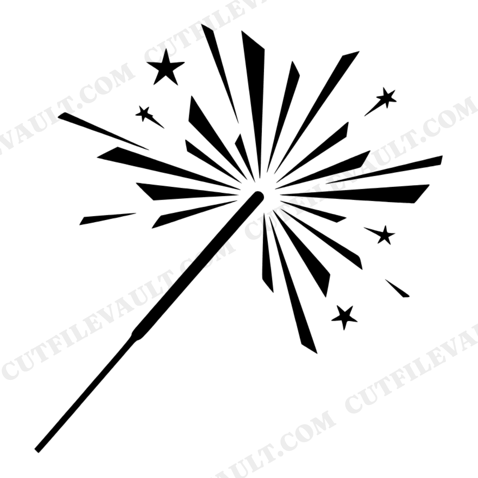 Mid Century Sparkler SVG PNG, Retro Starburst Fourth of July Cut File, Art Deco Patriotic Design, view 1