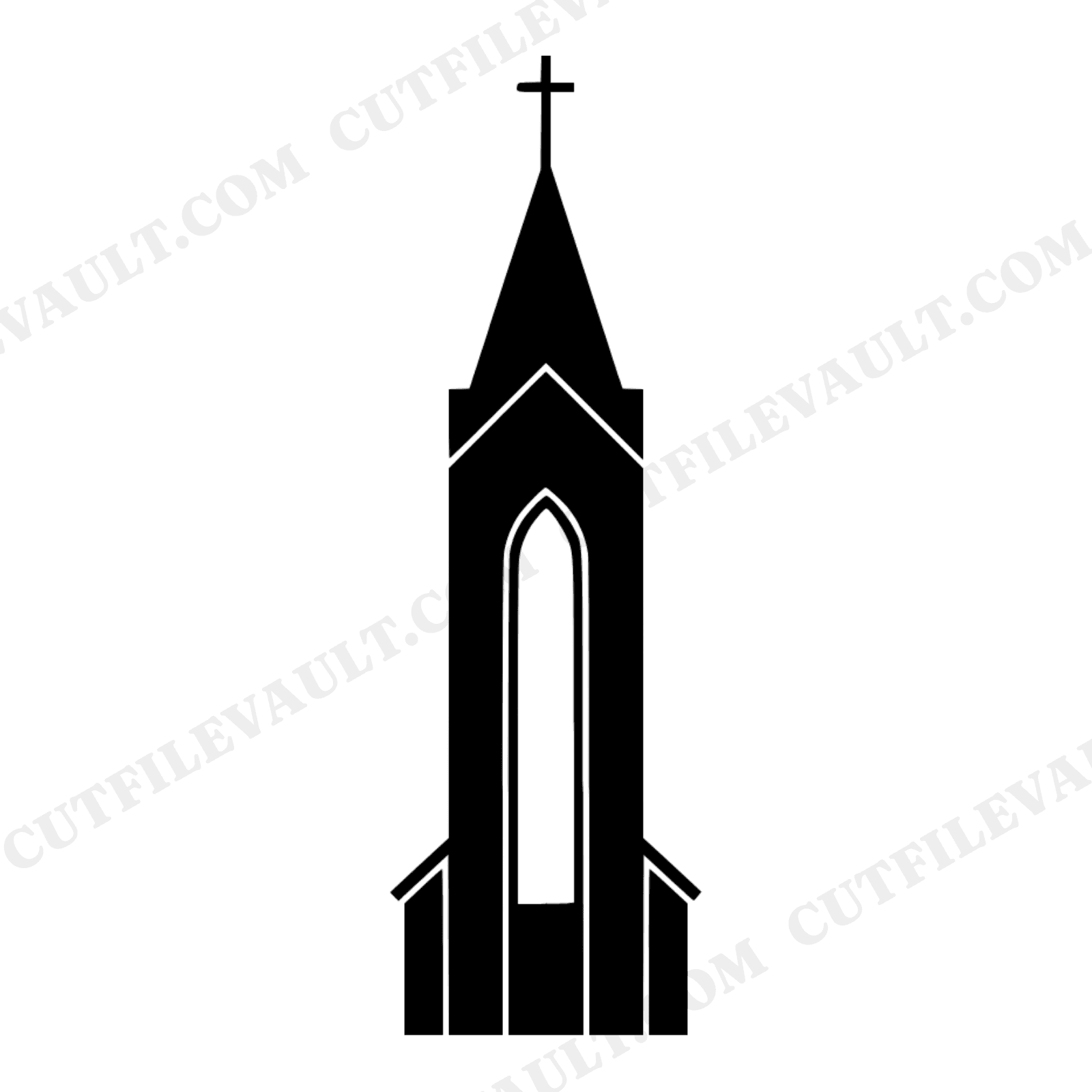 Midnight Mass Church Steeple SVG PNG, Brutalist Christmas Silhouette Cut File, Modern Holiday Decor, view 1