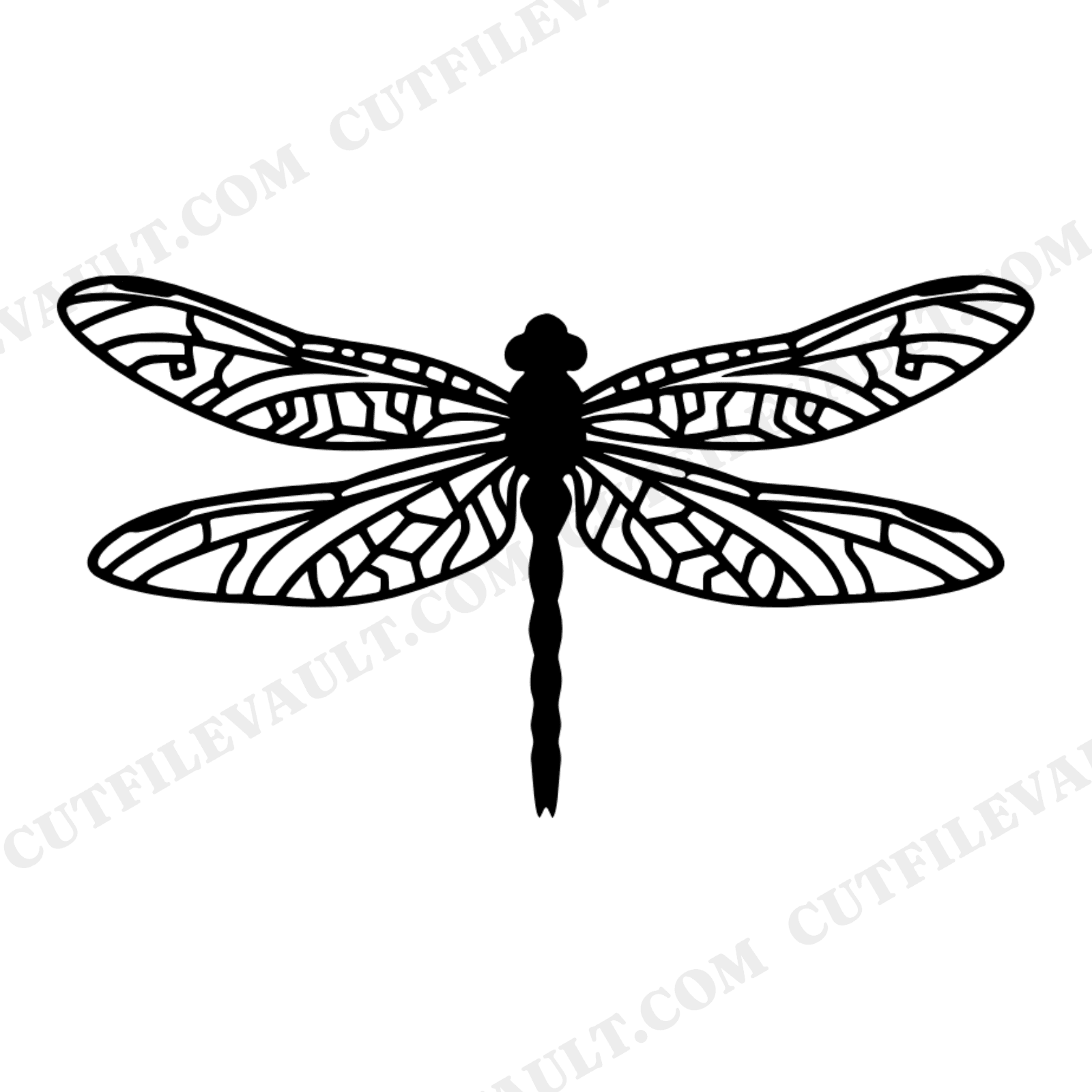 Midsummer Dragonfly SVG PNG Symmetrical Flight Silhouette Scandinavian Line Art Cut File, view 1