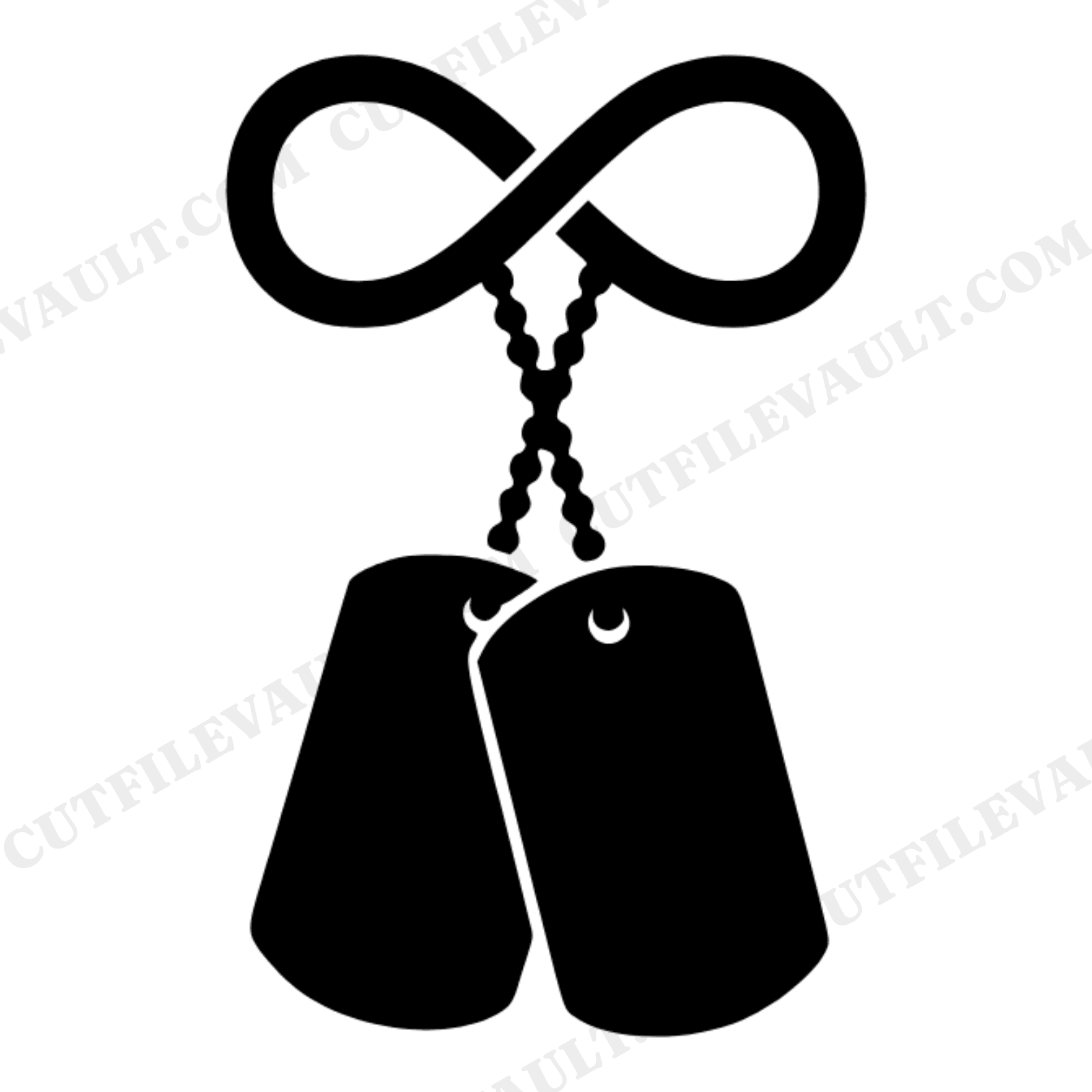 Military Dog Tags Infinity Chain SVG PNG Memorial Day Remembrance Cut File Patriotic Silhouette, view 1