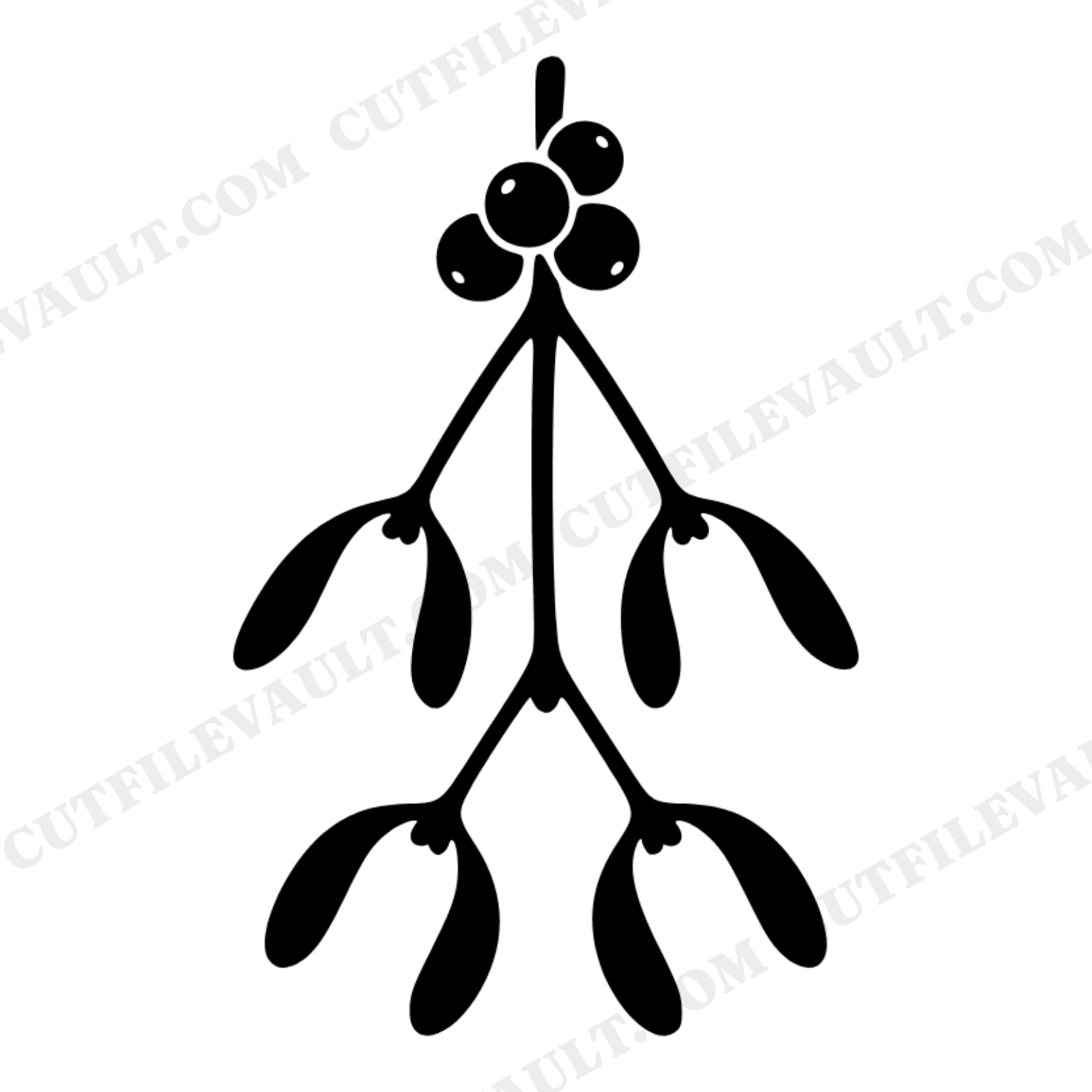 Mistletoe SVG, Kissing Bough Sprig PNG, Upside Down Christmas Mistletoe Cut File, Boho Holiday SVG, view 1