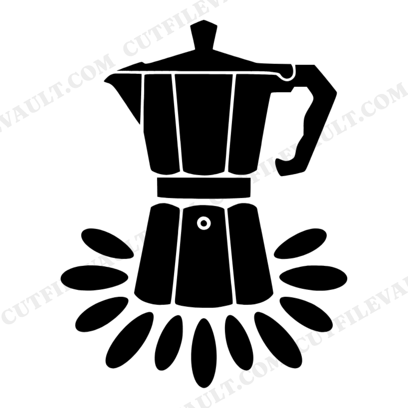 Moka Pot Coffee Bean Burst SVG PNG, National Coffee Day Cut File, Brutalist Coffee Design, view 1