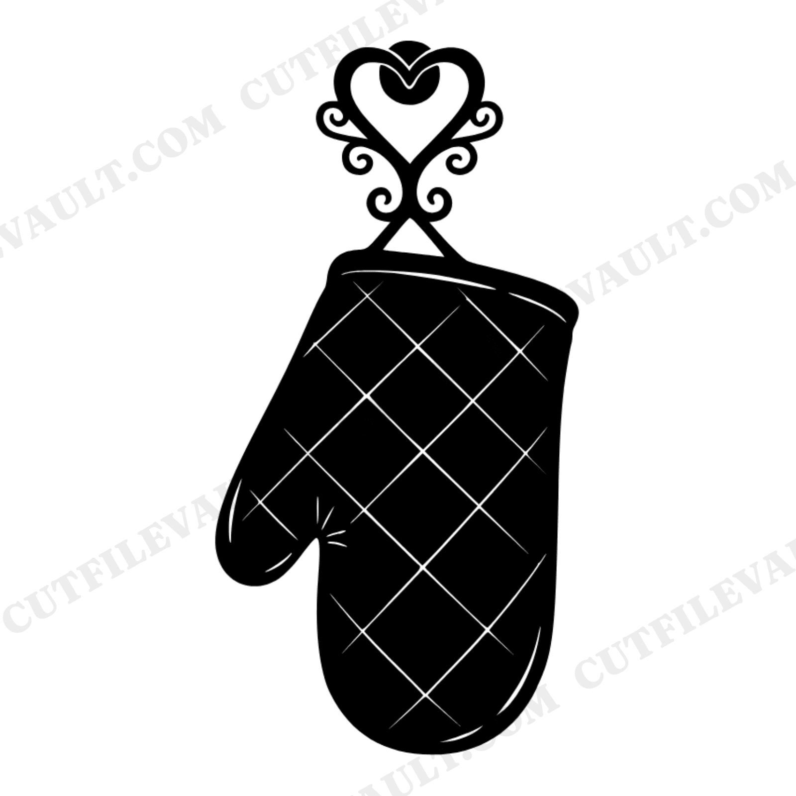 Mother's Day Oven Mitt SVG, Quilted Kitchen Mitt PNG, Heart Hook Cut File, Boho Mom Gift Design, view 1