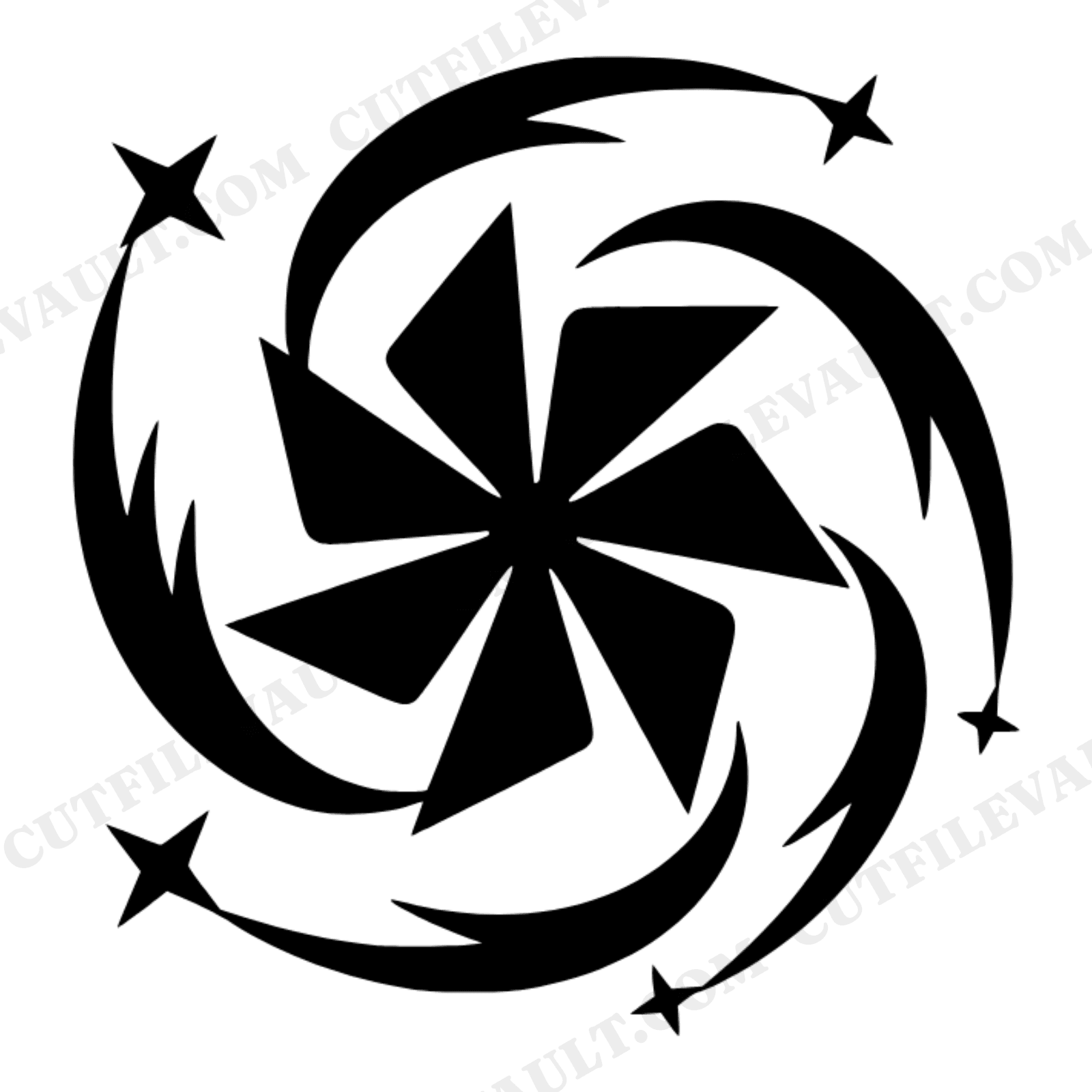 Mystic Patriotic Pinwheel SVG PNG, Celestial Motion Ribbons, Independence Day Cut File Design, view 1
