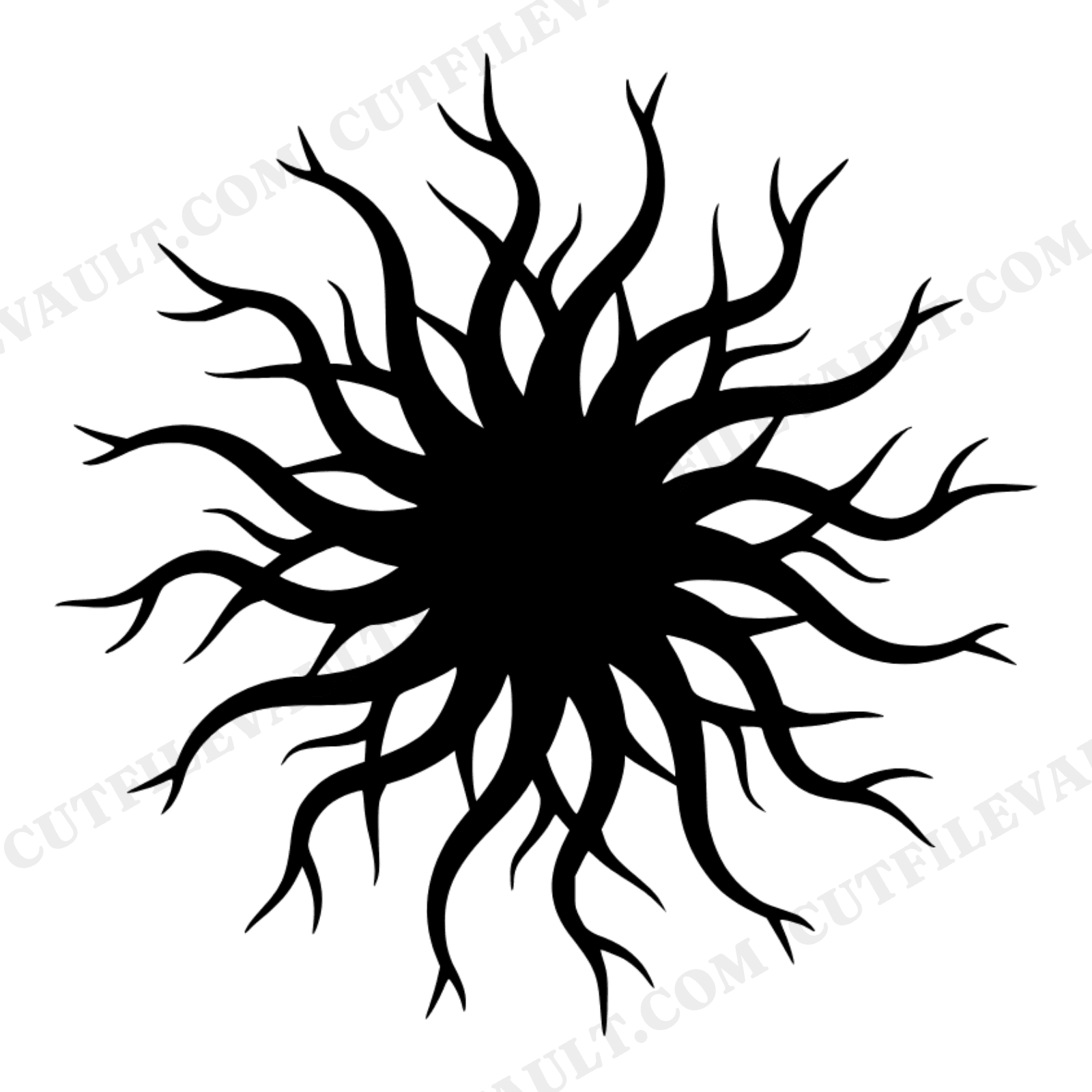 Mystic Tree Roots SVG PNG, Radial Burst Silhouette, Celestial Halloween Cut File, Earthy Witch Decor, view 1