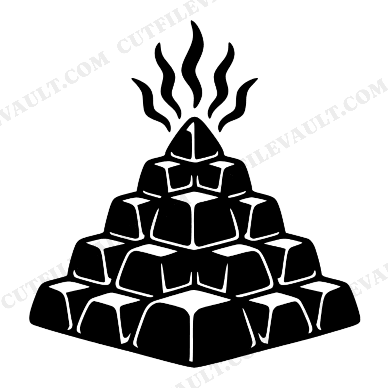 Mystical Charcoal Pyramid SVG PNG, Celestial BBQ Grill Design, Cosmic Heat Waves Cut File, view 1