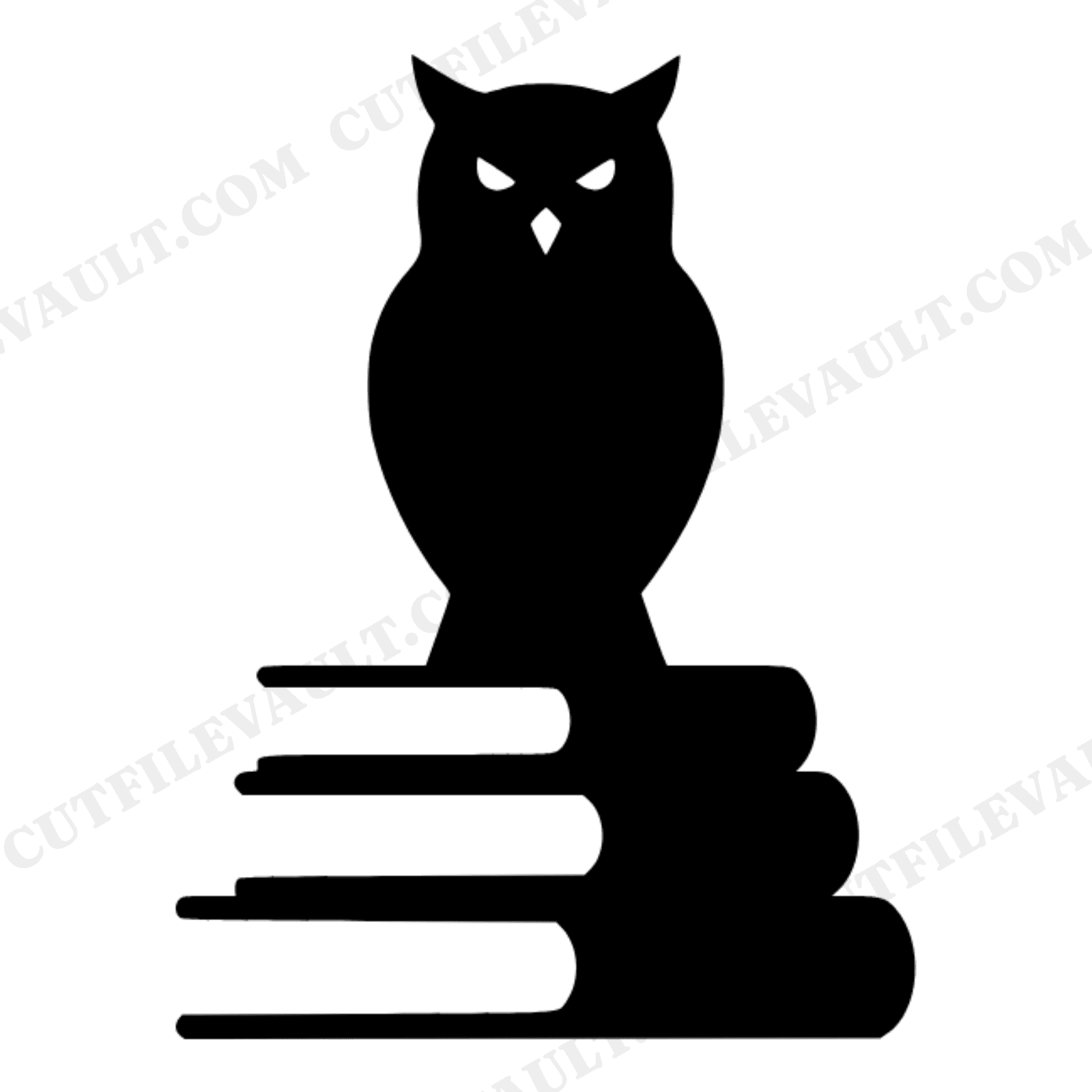 Mystical Owl on Stacked Books SVG PNG, Woodland Academic Silhouette, Back to School Cut File, view 1