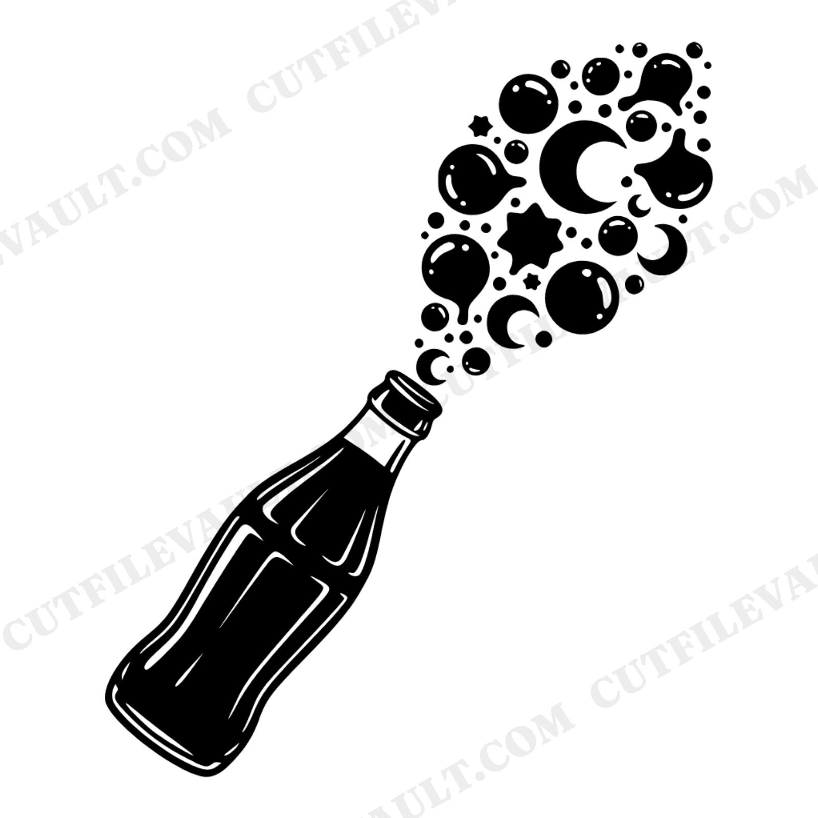 Mystical Soda Bottle SVG PNG, Cosmic Bubbles Independence Day, Celestial 4th of July Cut File, view 1