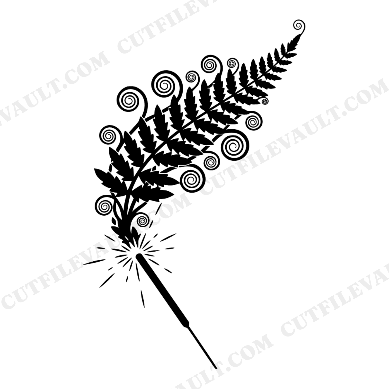 Mystical Sparkler Fern Trail SVG PNG Fourth of July Art Deco Geometric Woodland Fireworks Cut File, view 1
