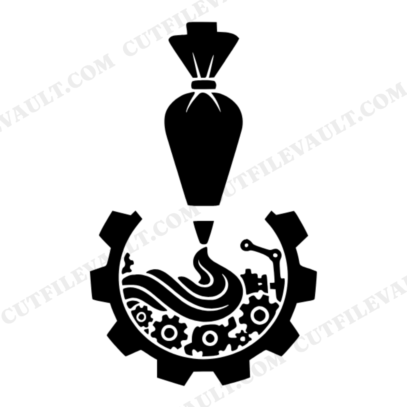 National Donut Day Piping Bag Steampunk Gear SVG PNG Cut File Retro Baking Craft Design, view 1