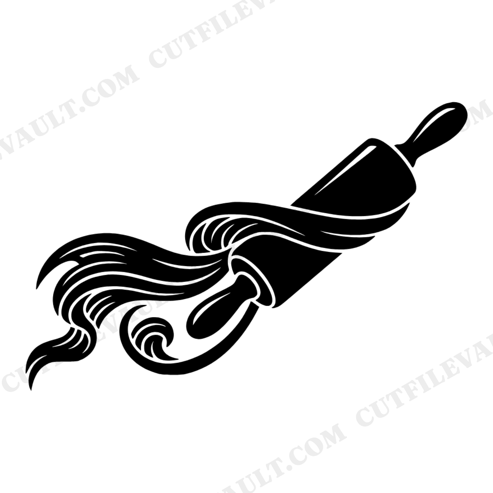National Donut Day Rolling Pin SVG PNG, Art Deco Bakery Cut File, Dough Ribbon Design for Cricut, view 1