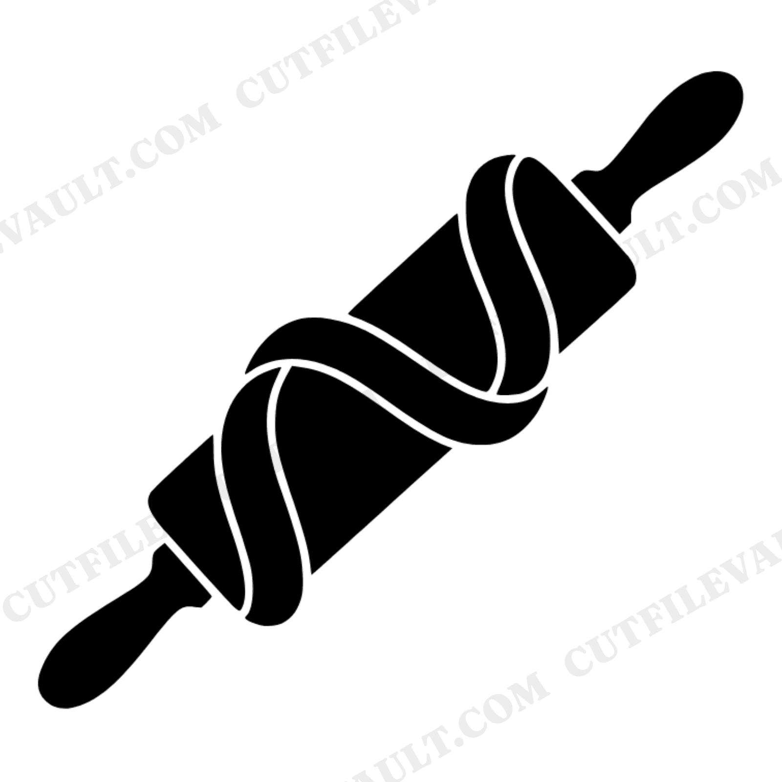National Donut Day Rolling Pin SVG PNG, Cottagecore Baking Cut File, Dough Ribbon Spiral Design, view 1