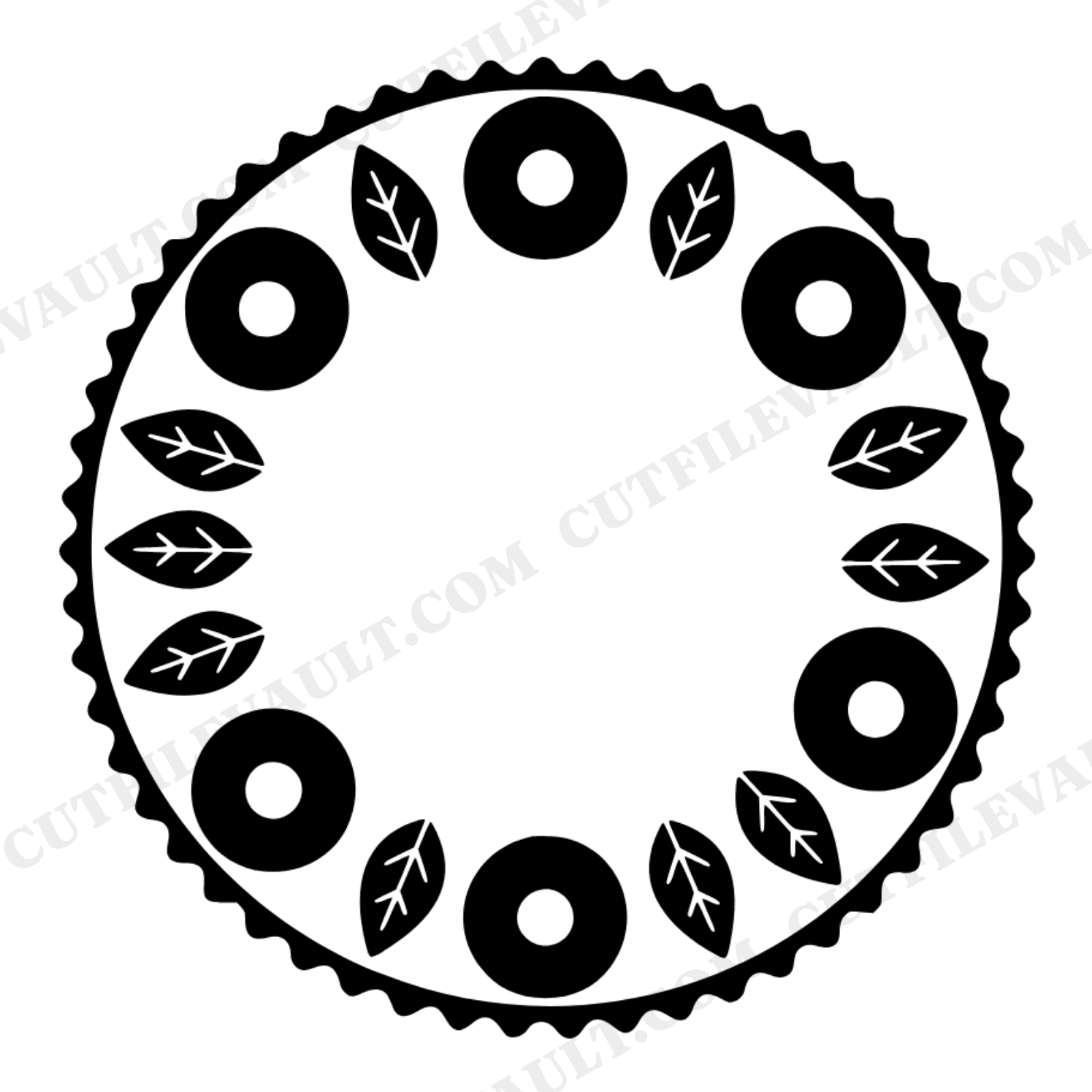National Donut Day Wreath SVG PNG Folk Art Bakery Rolling Pin Cutter Cut File Craft Design, view 1